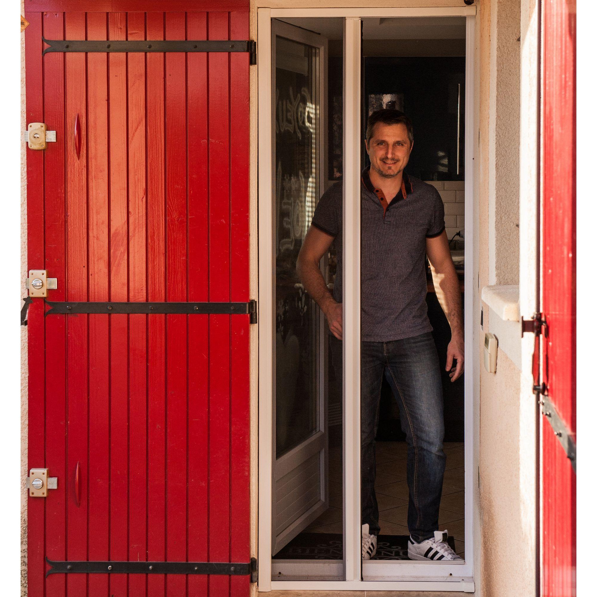 Voir la diapositive 4 : WERKAPRO Porte moustiquaire aluminium  140x225cm  blanc werka pro