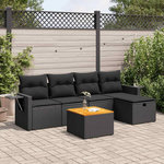 VIDAXL Salon de jardin 6 pcs avec coussins noir resine tressee