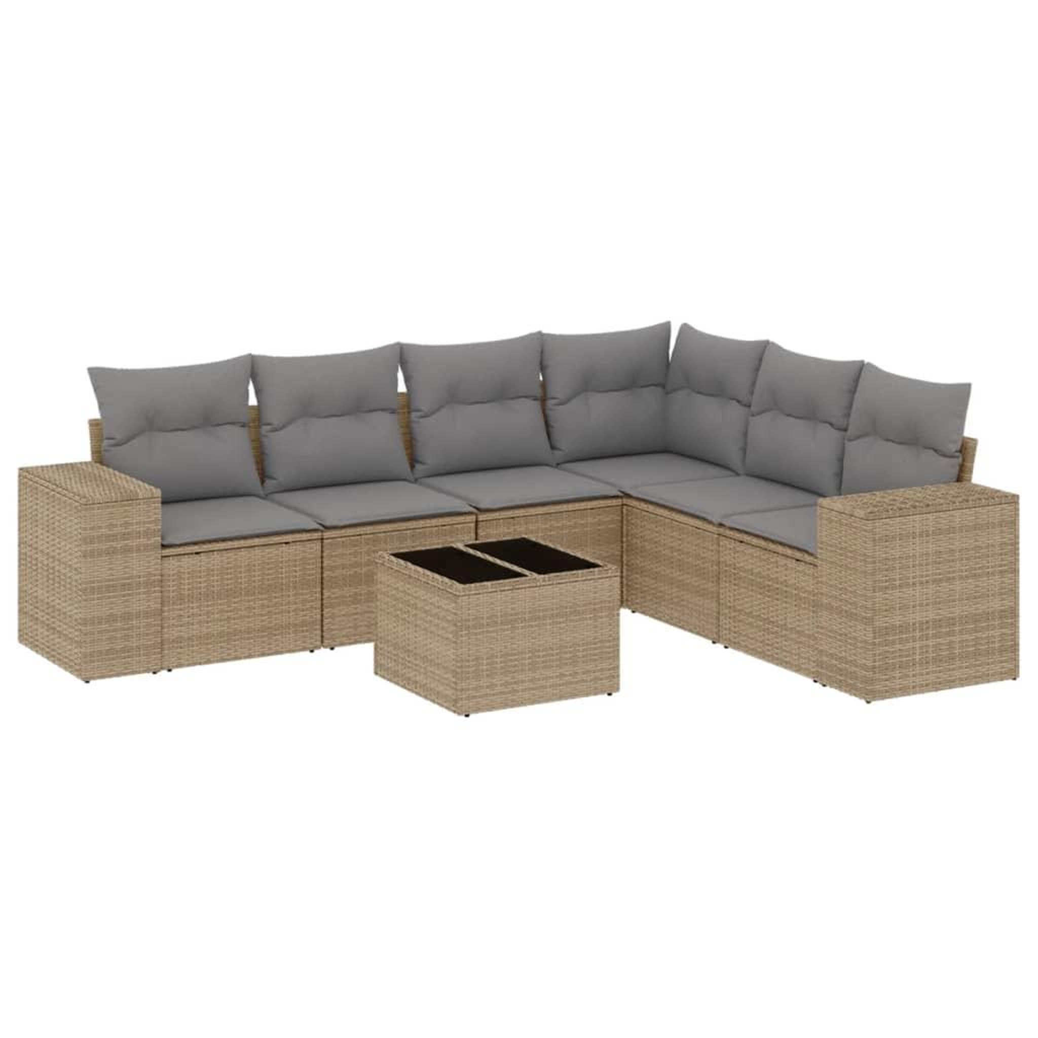 Voir la diapositive 2 : VIDAXL Salon de jardin avec coussins 7 pcs beige resine tressee