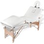 VIDAXL Table de massage pliable Blanc creme 4 zones avec cadre en bois