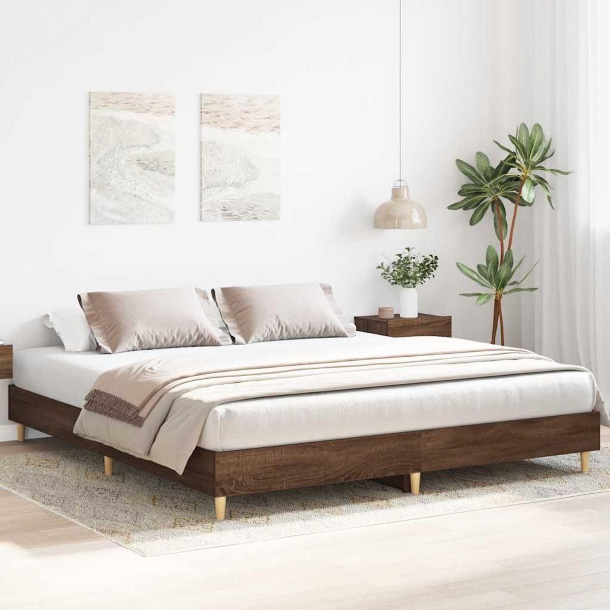 VIDAXL Cadre de lit sans matelas chene marron 200x200 cm