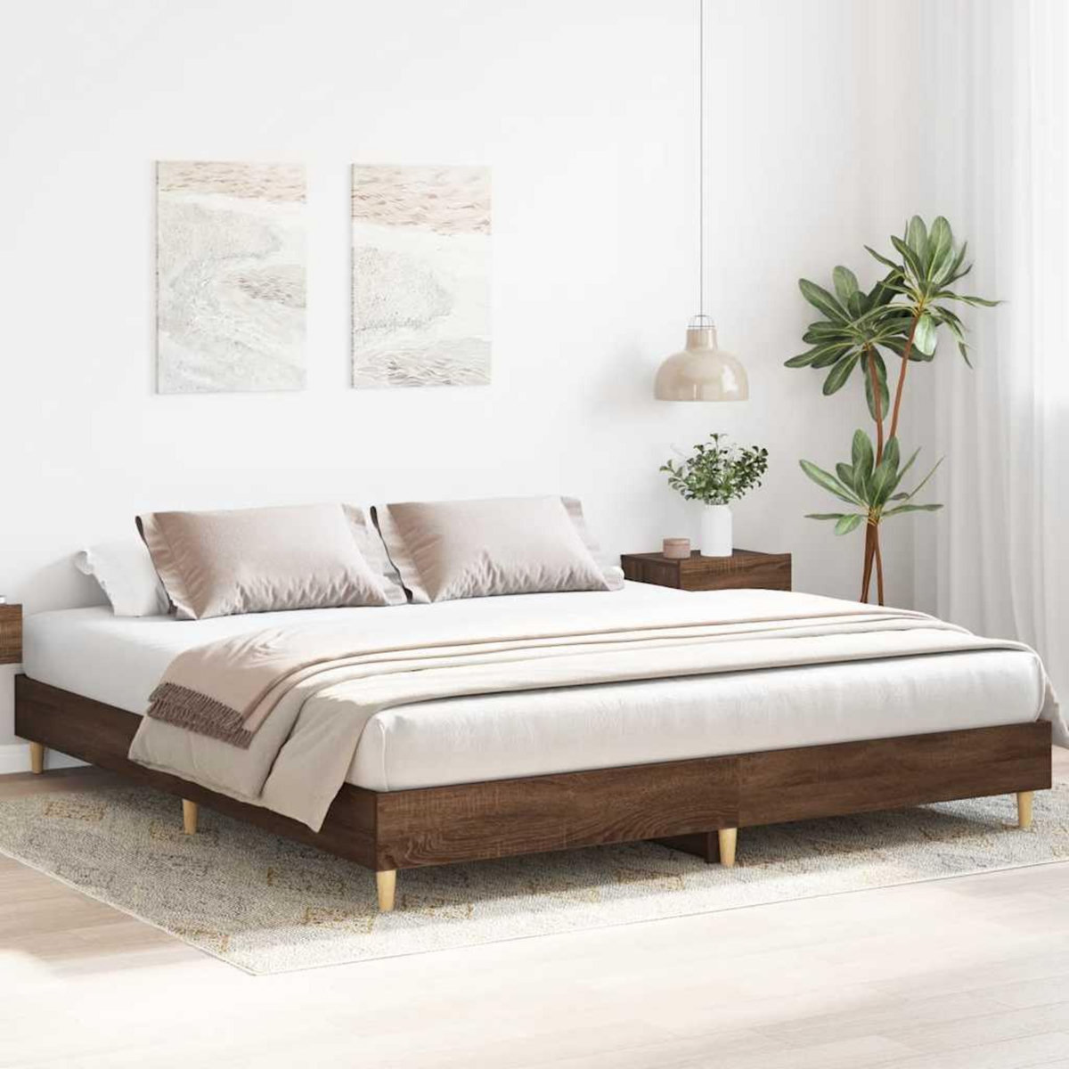 VIDAXL Cadre de lit sans matelas chene marron 200x200 cm