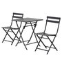 Voir la diapositive 1 : OUTSUNNY Salon de jardin bistro pliable - table carrée dim. 60L x 60l x 71H cm avec 2 chaises - métal thermolaqué gris