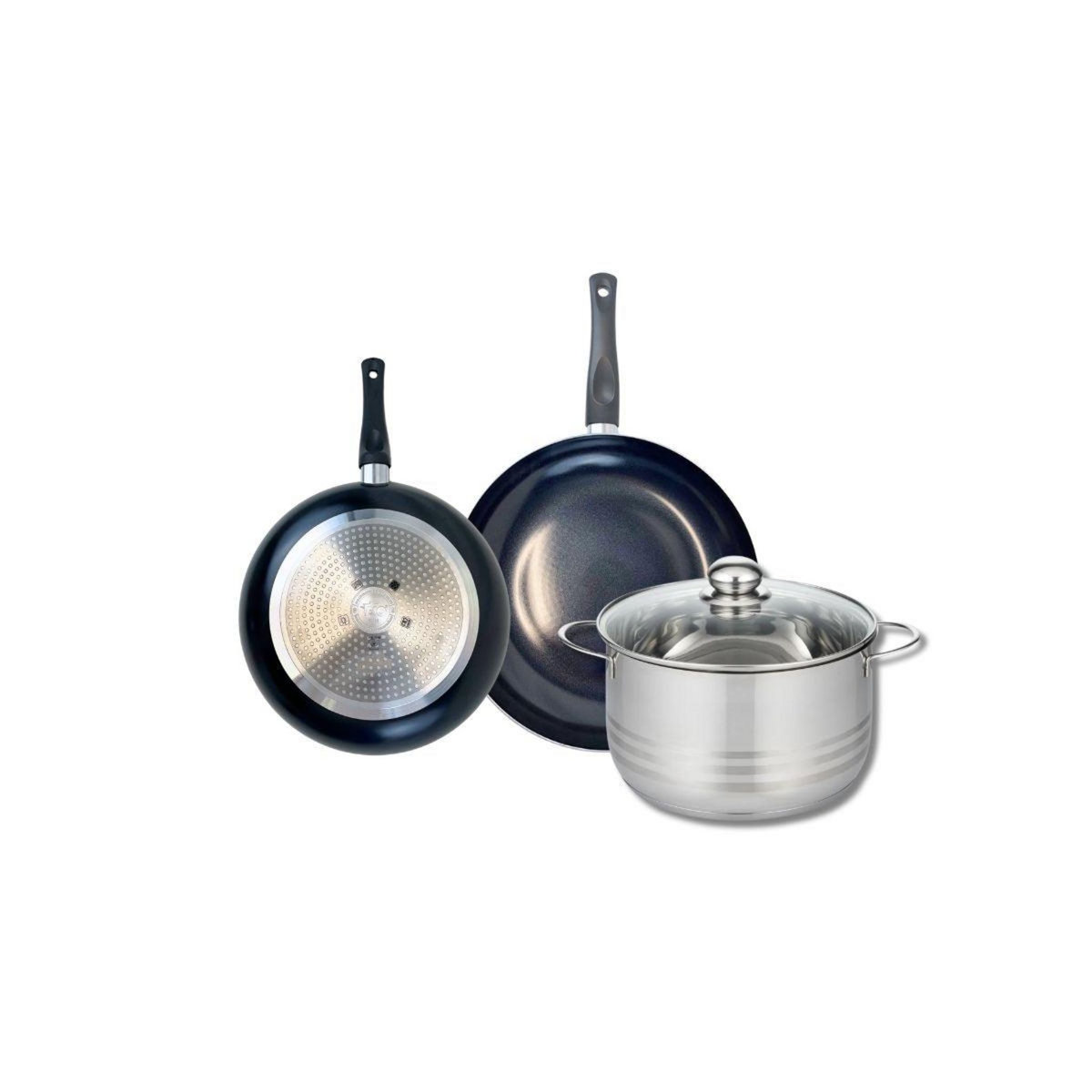 ELO Ensemble de 2 Poêles de cuisson 20 et 24 cm et 1 faitout 20 cm Elo Prima Brillant