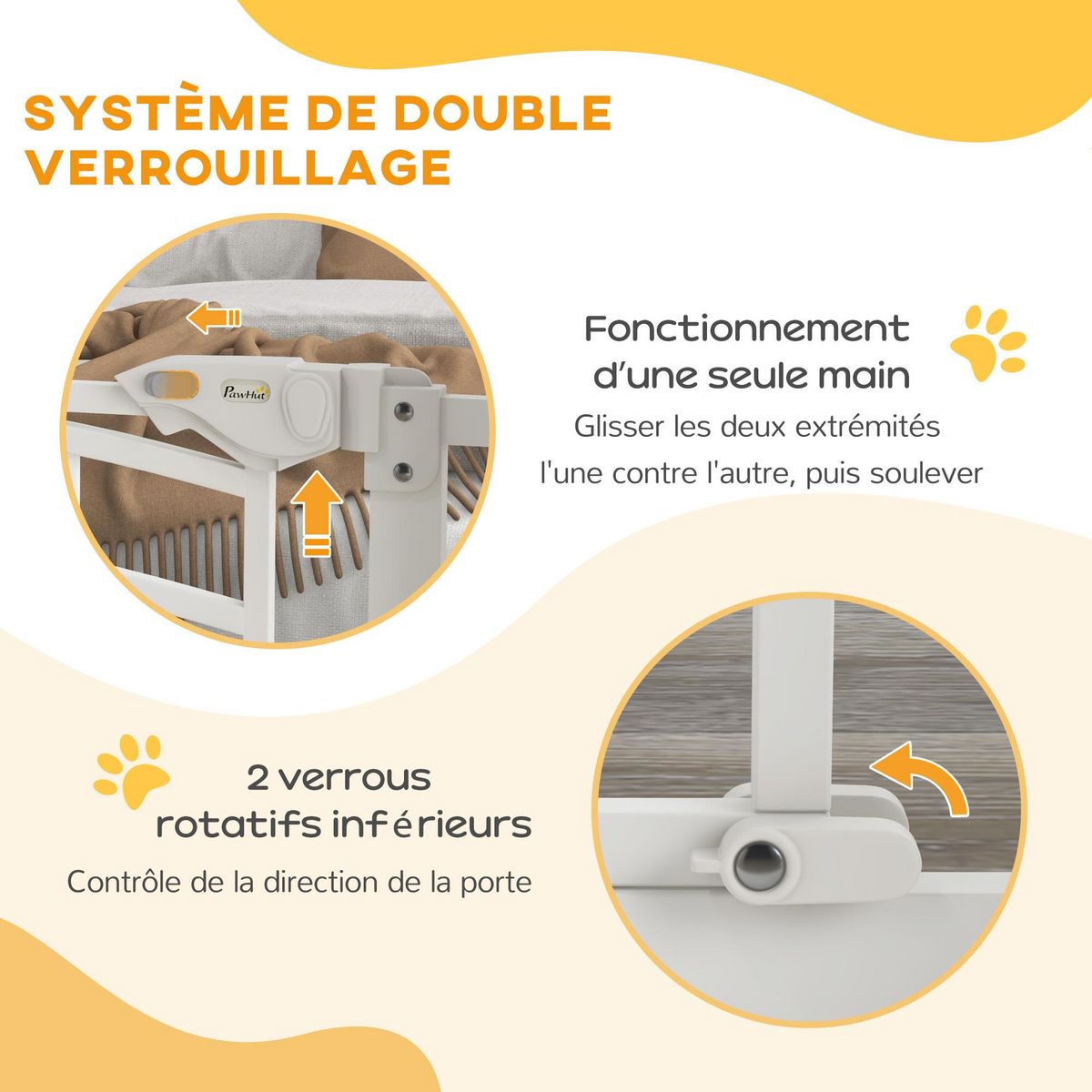 PAWHUT Barrière de sécurité pour chien - barrière à pression extensible - double système de verrouillage - acier blanc