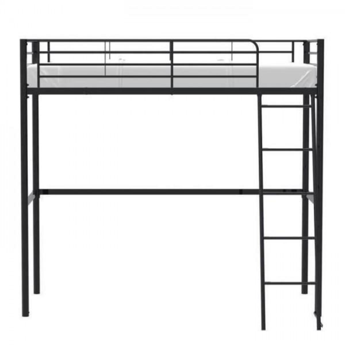 MARKET24 Lit mezzanine enfant ELIOT en métal noir 90x190cm avec sommier inclus