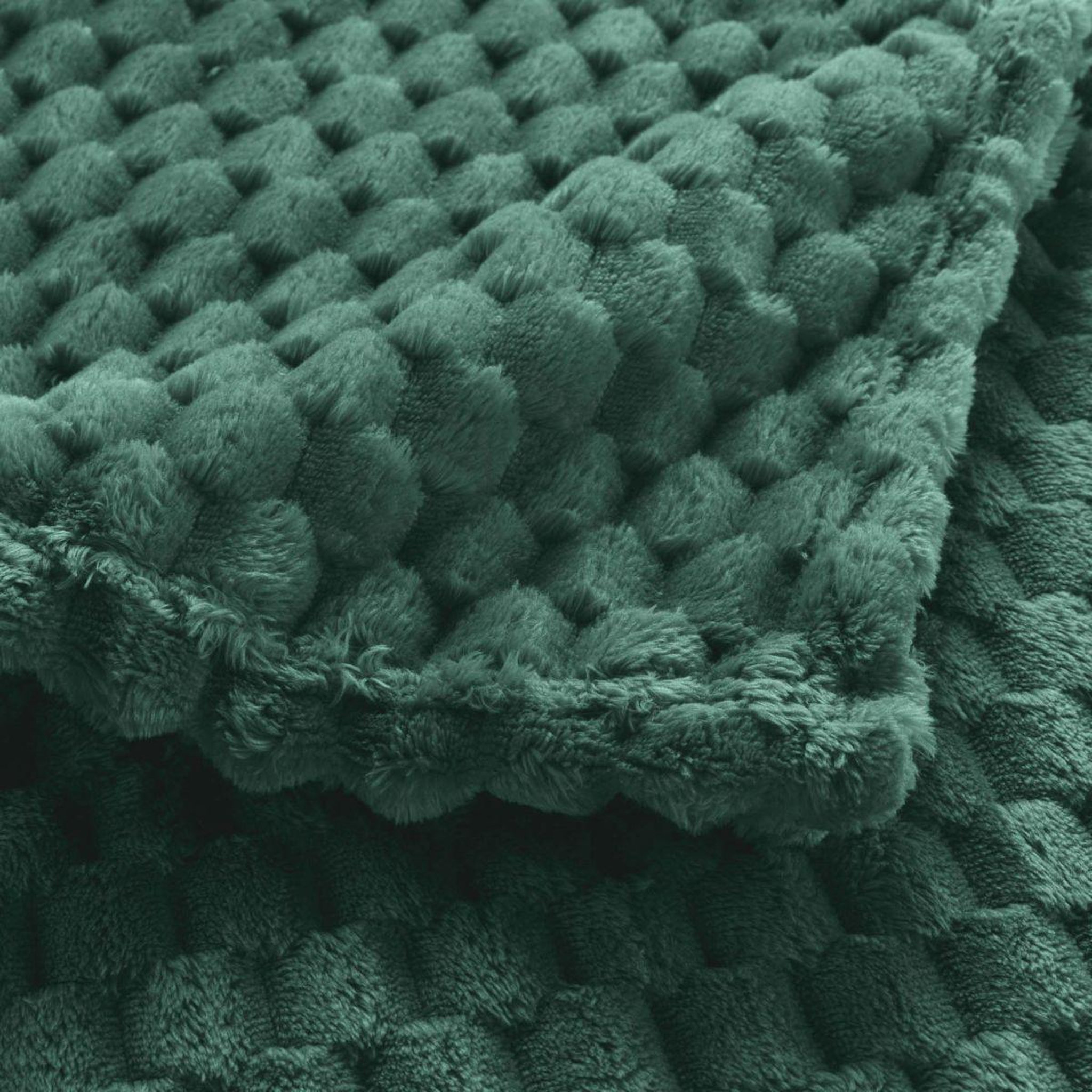 Voir la diapositive 2 : Douceur d'Intérieur Plaid flanelle en relief  mini frosty  125x150cm vert cèdre