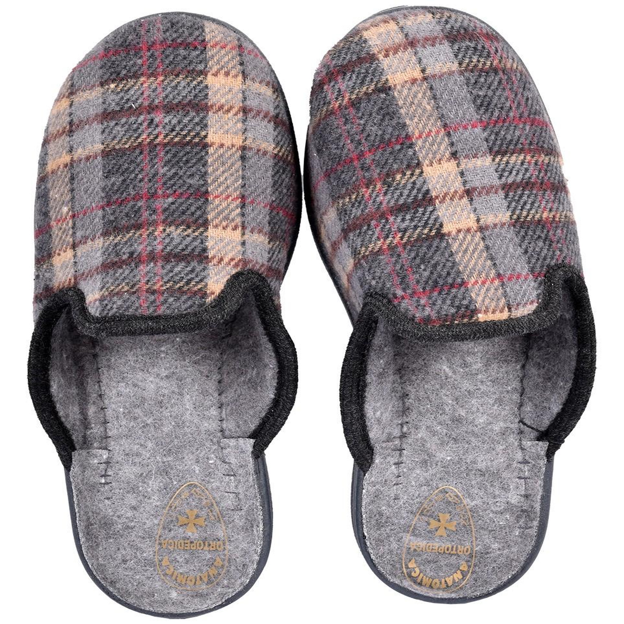Voir la diapositive 3 : OZABI Ozabi pantoufles mules homme fabriquées en espagne, tige jacquard écossais