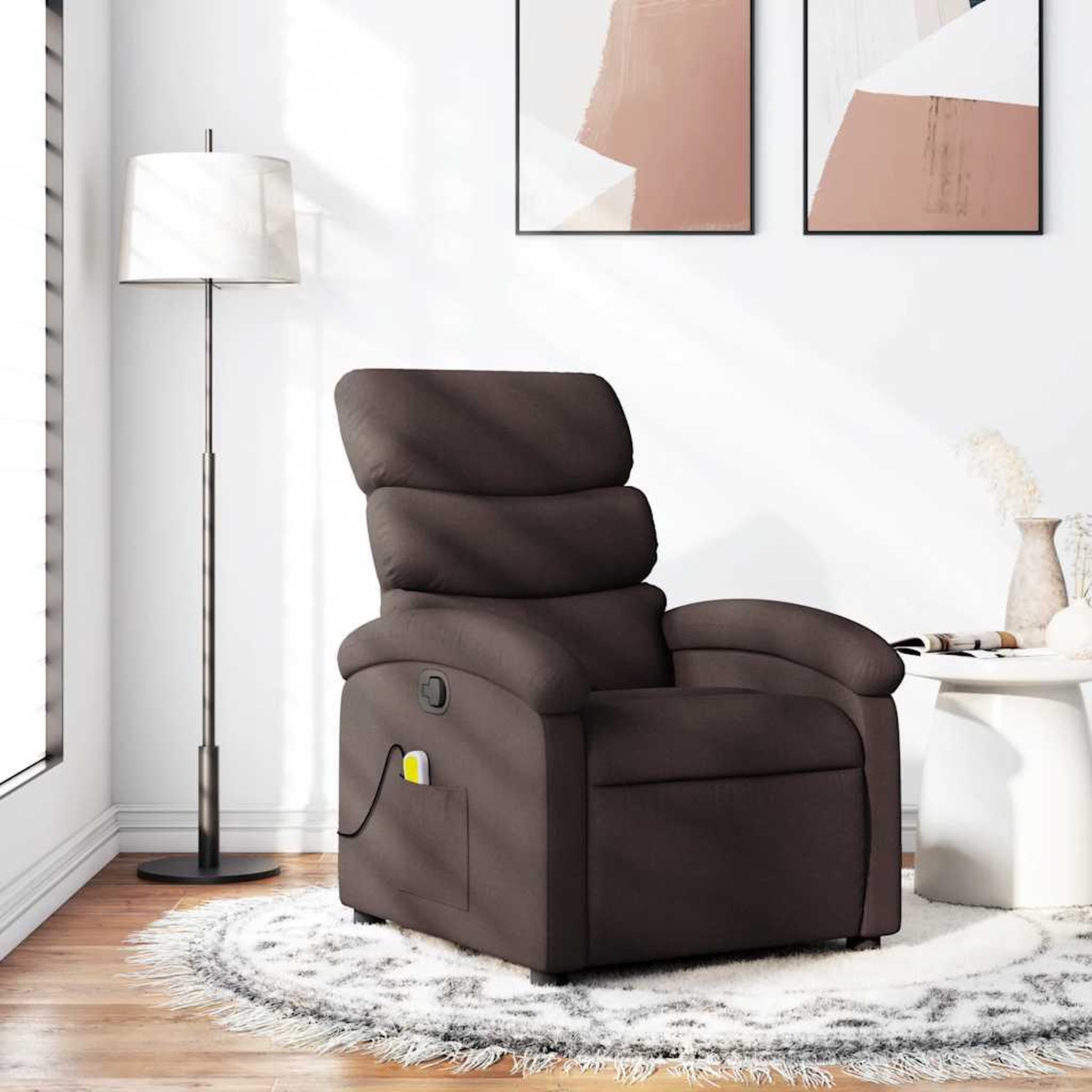 VIDAXL Fauteuil de massage inclinable Marron fonce Tissu