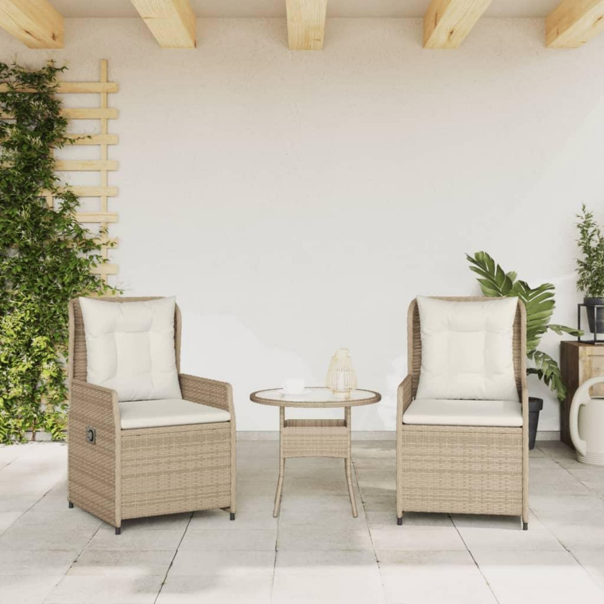 VIDAXL Chaises inclinables de jardin lot de 2 beige resine tressee