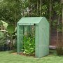 Voir la diapositive 4 : OUTSUNNY Serre de jardin avec 2 espaces et 2 portes enroulables - 0,8 m² Serre à tomates dim. 1L x 0,8l x 1,5H m, Acier et PE haute densité