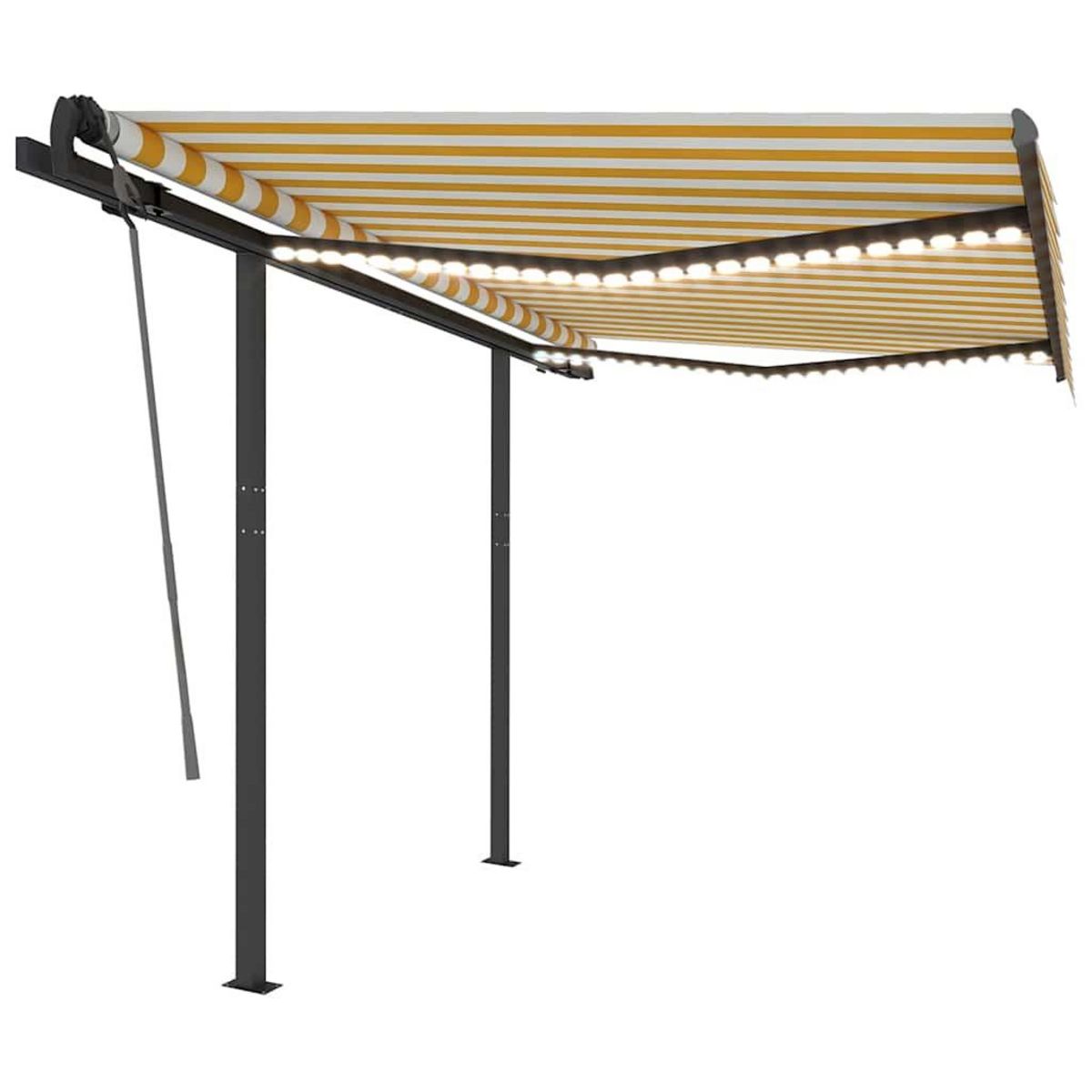 VIDAXL Auvent manuel retractable avec LED 3x2,5 m Jaune et blanc