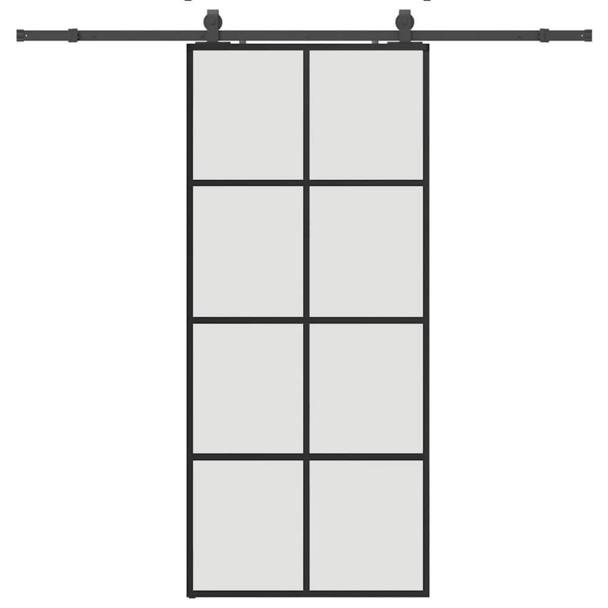 VIDAXL Porte coulissante kit de quincaillerie noir 90x205 cm verre ESG
