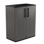 ART PLAST Armoire de Rangement Grise Armoire basse 2 portes Polypropylène 68x37h84 cm ArtPlast