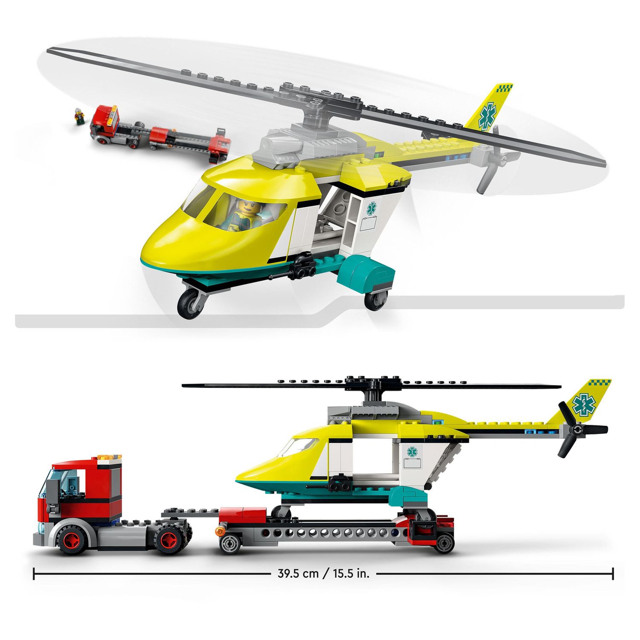 Voir la diapositive 6 : LEGO City Great Vehicles 60343 - Le Transport de L&rsquo;Hélicoptère de Secours, Jouet Camion