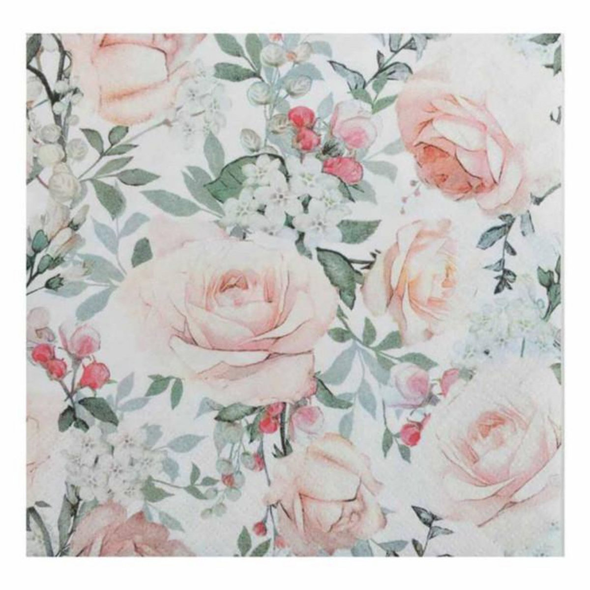 Paris Prix Lot de 20 Serviettes en Papier  Roses  33x33cm Blanc