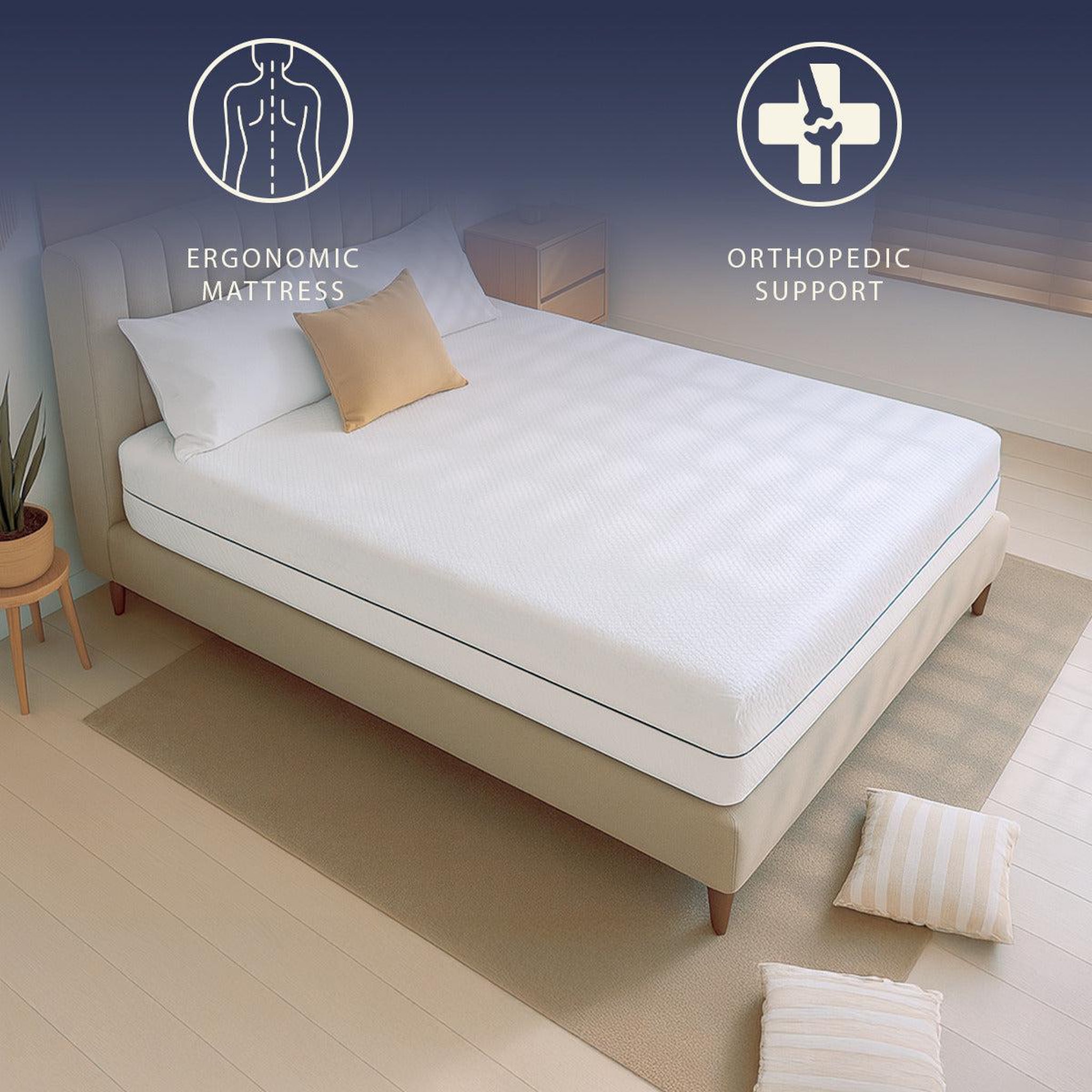 Voir la diapositive 3 : THE WHITE STONE Matelas 80x190 cm en Mousse Hypoallergénique | Hauteur 18 cm | Orthopédique & Hypoallergénique | Revêtement Anti-acariens & Antibactérien | 100 % Fabriqué en Italie