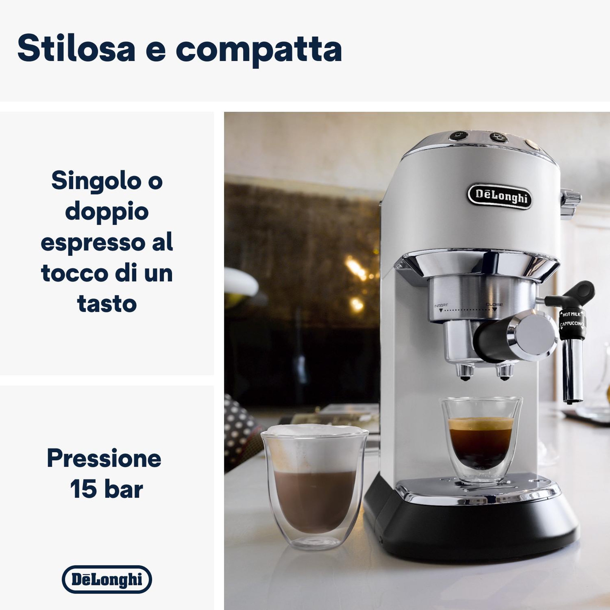 Voir la diapositive 3 : DELONGHI DELONGHI EC 685.W Machine expresso classique Dedica Style - Blanc