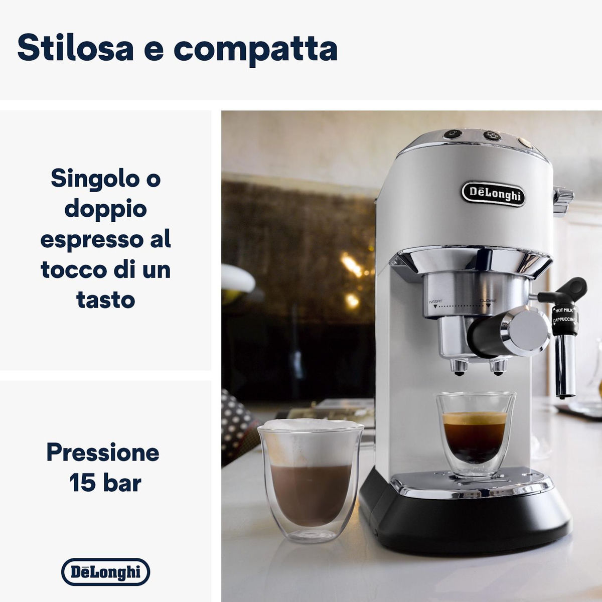 DELONGHI DELONGHI EC 685.W Machine expresso classique Dedica Style - Blanc