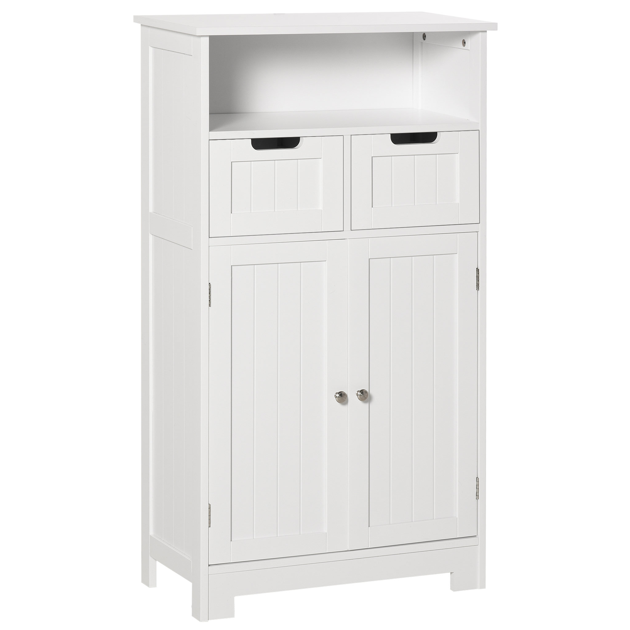 Voir la diapositive 1 : KLEANKIN Meuble bas de salle de bain multi-rangements grande niche 2 tiroirs placard double porte avec étagère MDF blanc