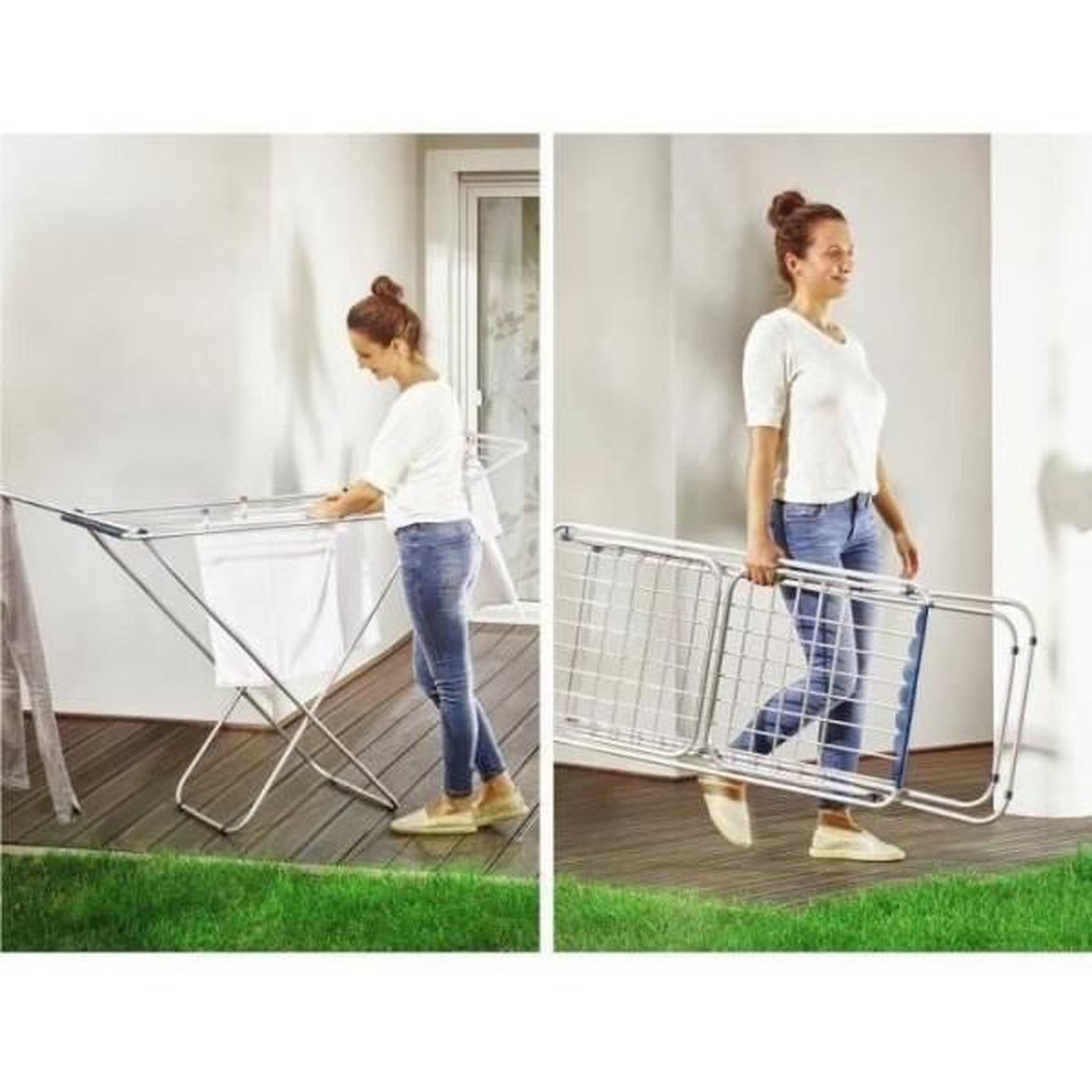 Voir la diapositive 5 : Leifheit Étendoir a linge Leifheit 180 Classic Siena 81151, séchoir a linge avec 18m d'étendage, tancarville ultra-léger et spacieux,