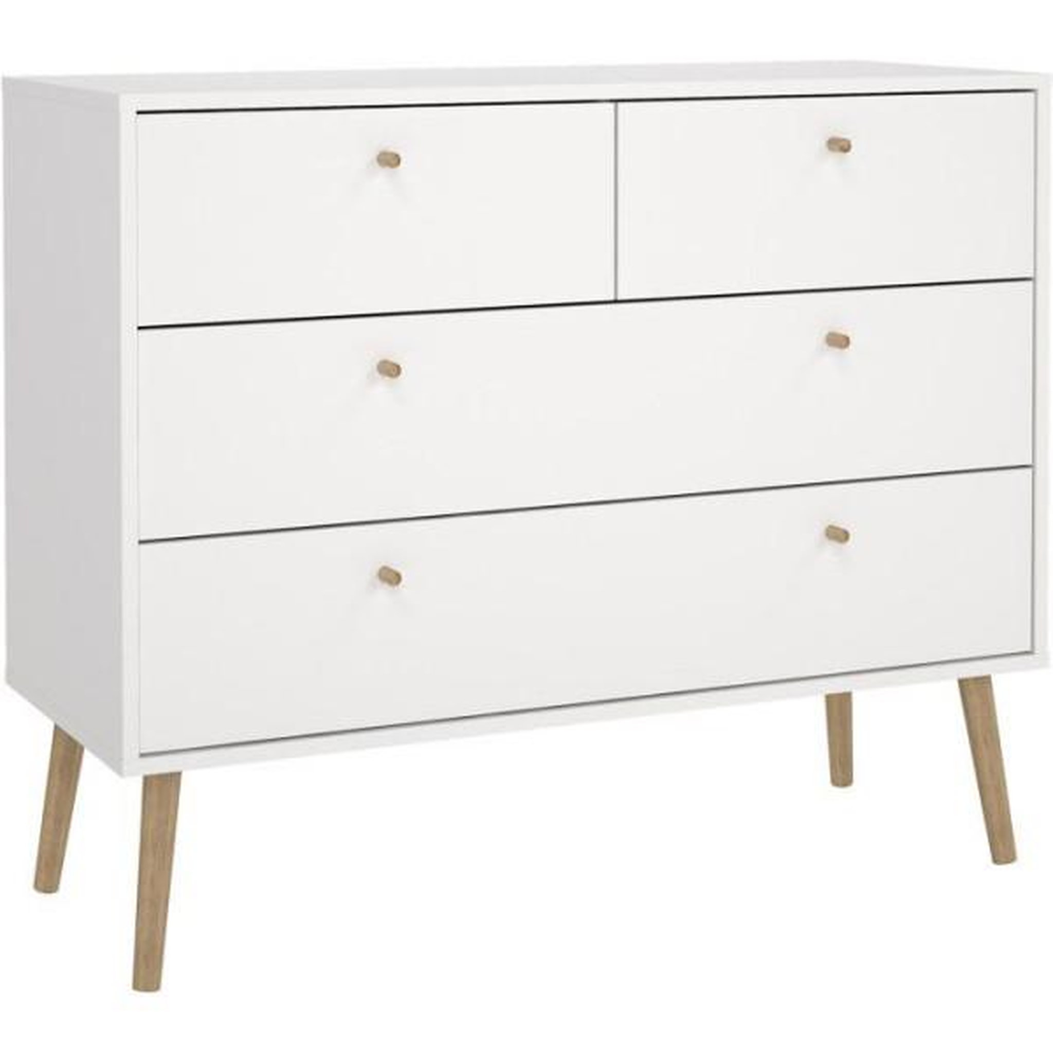 MARKET24 Commode bodo - 4 tiroirs - blanc mat - style scandinave - l98,7 x p39,1 x h81,7 cm