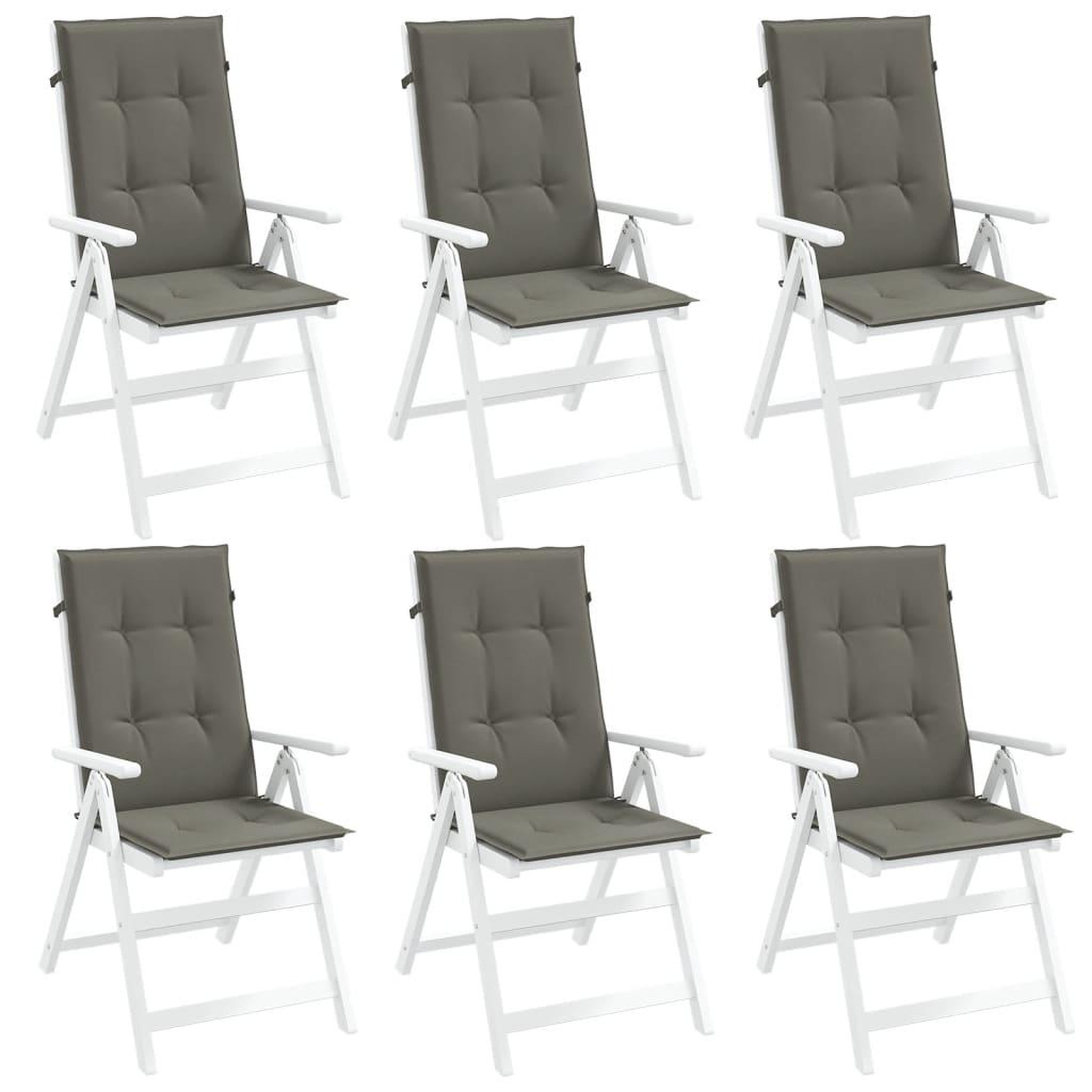 VIDAXL Coussins de chaise a dossier haut lot de 6 gris fonce melange