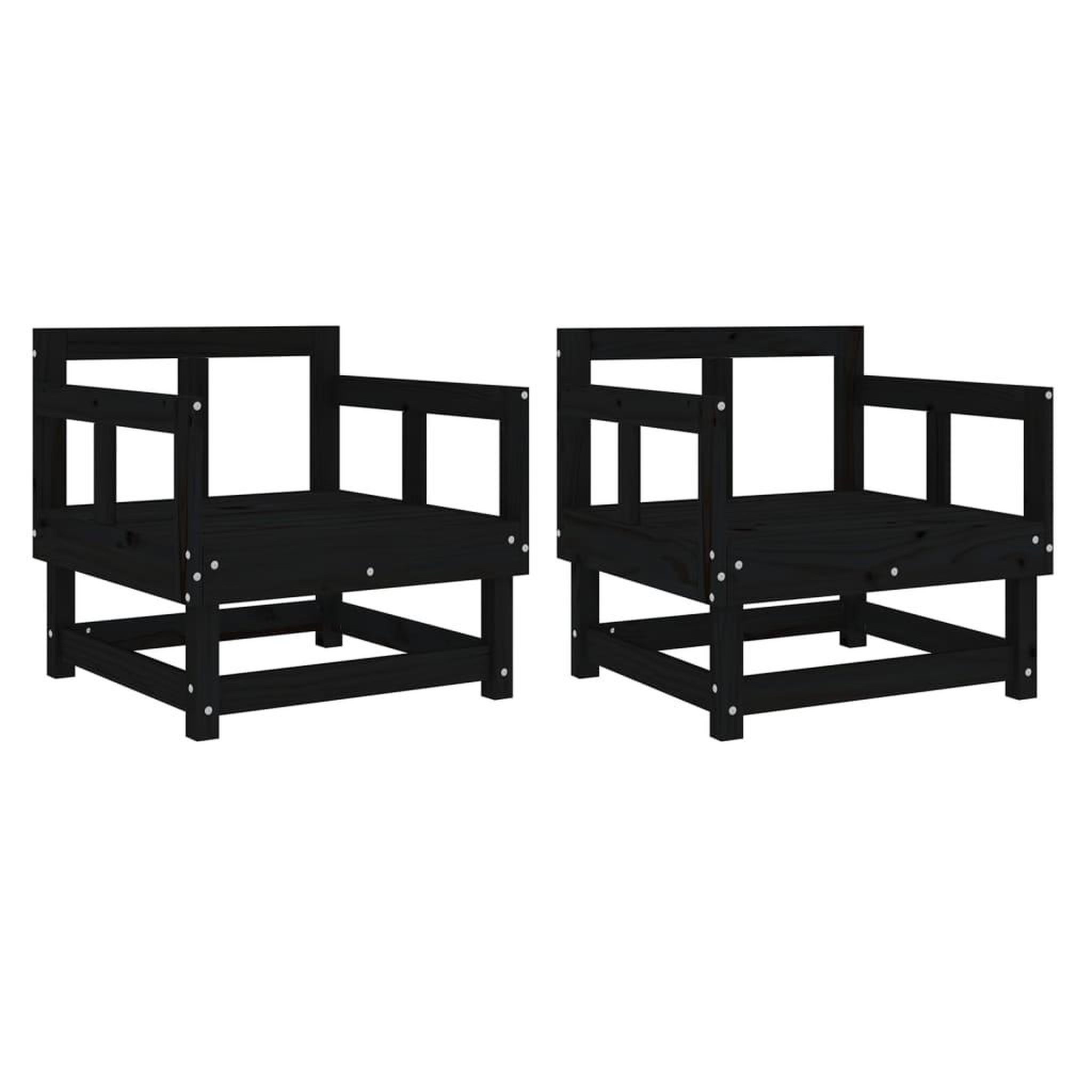 Voir la diapositive 2 : VIDAXL Chaises de jardin lot de 2 noir bois massif de pin