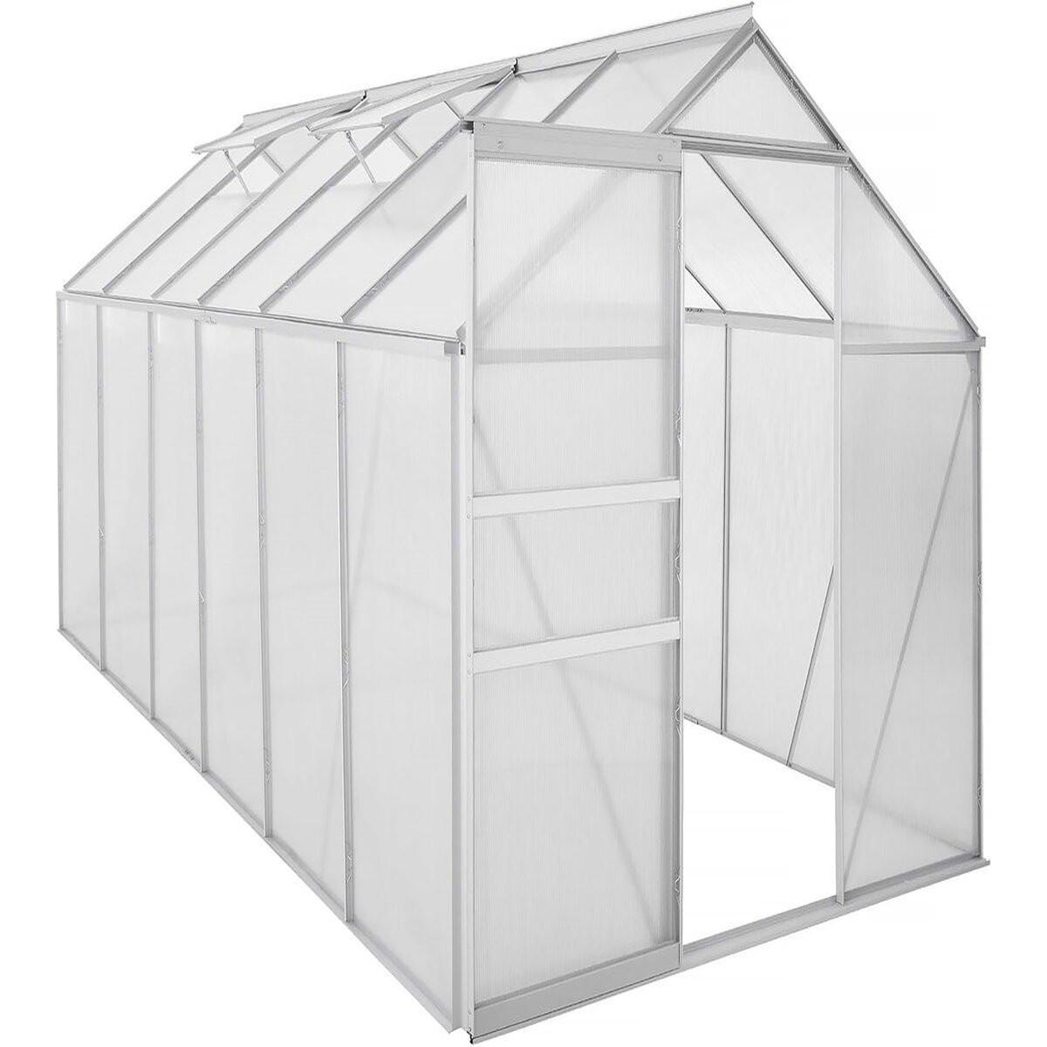 Habitat et Jardin Serre jardin polycarbonate 370 x 190 x 195 cm  basilic  - 7,03 m² - gris