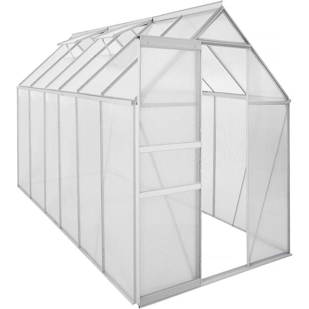 Habitat et Jardin Serre jardin polycarbonate 370 x 190 x 195 cm  Basilic  - 7,03 m² - Gris