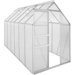 Habitat et Jardin Serre jardin polycarbonate 370 x 190 x 195 cm  Basilic  - 7,03 m² - Gris