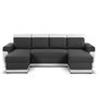 Voir la diapositive 1 : BEST MOBILIER Milan - canapé d'angle panoramique - convertible - 7 places - 2 coffres de rangement