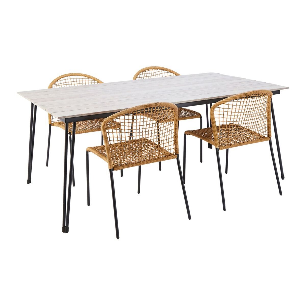 GARDENSTAR  Table de jardin 180x100 cm acier/alu plateau imitation Bois  ANTIBE