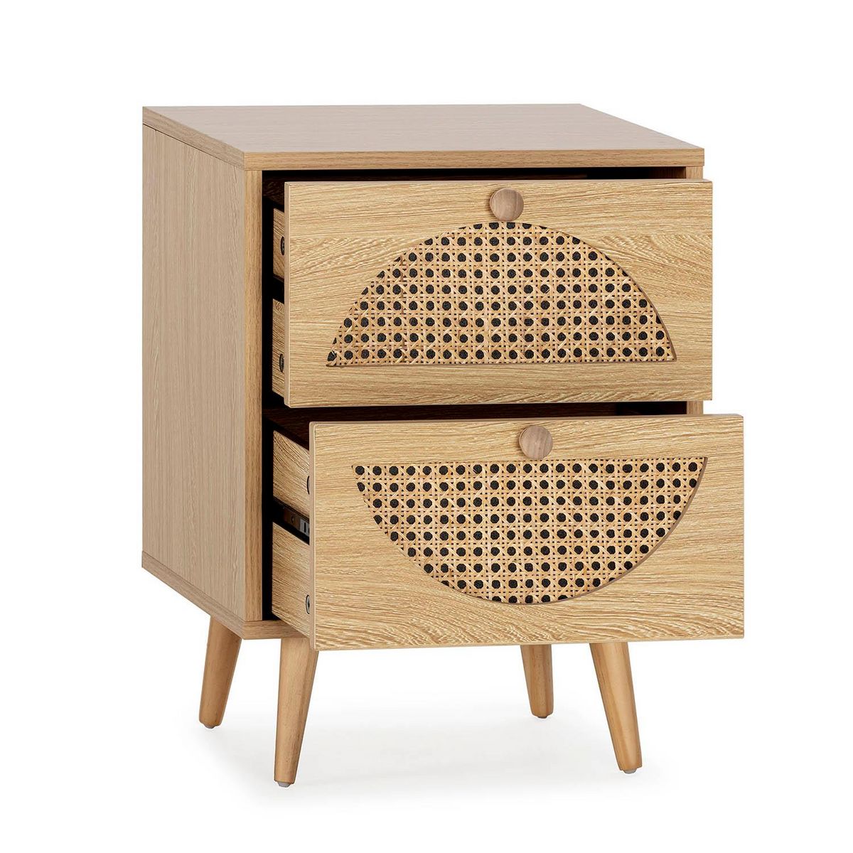 VS VENTA-STOCK Table de chevet Luna 2 tiroirs couleur chêne