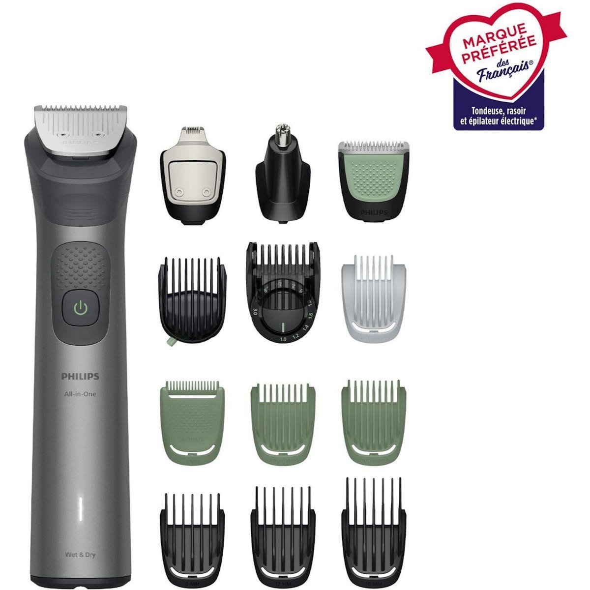 Philips Tondeuse multi usages MG7921/15 Series 7000, 19 hauteurs de coupe, précision 0,2 mm, autonomie 120 mn