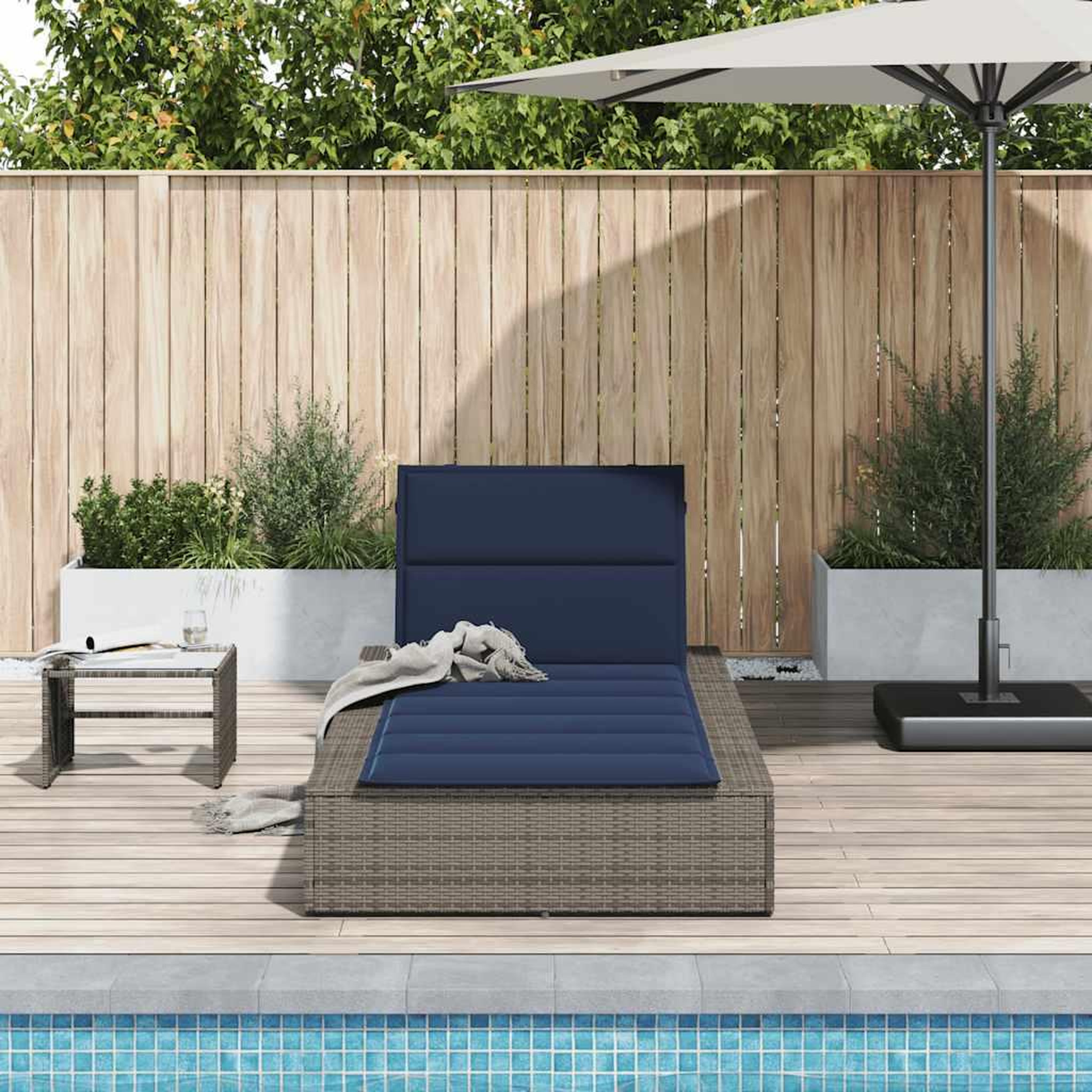 Voir la diapositive 3 : VIDAXL Transat avec coussin flottant gris resine tressee