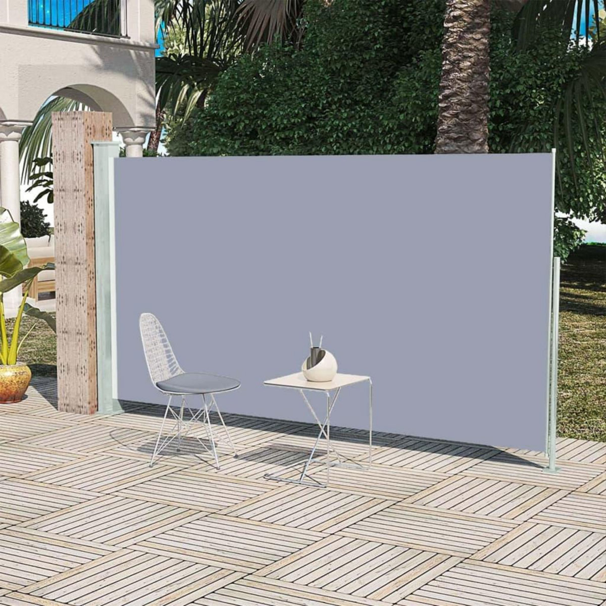 VIDAXL Auvent lateral retractable de patio 160x300 cm Gris
