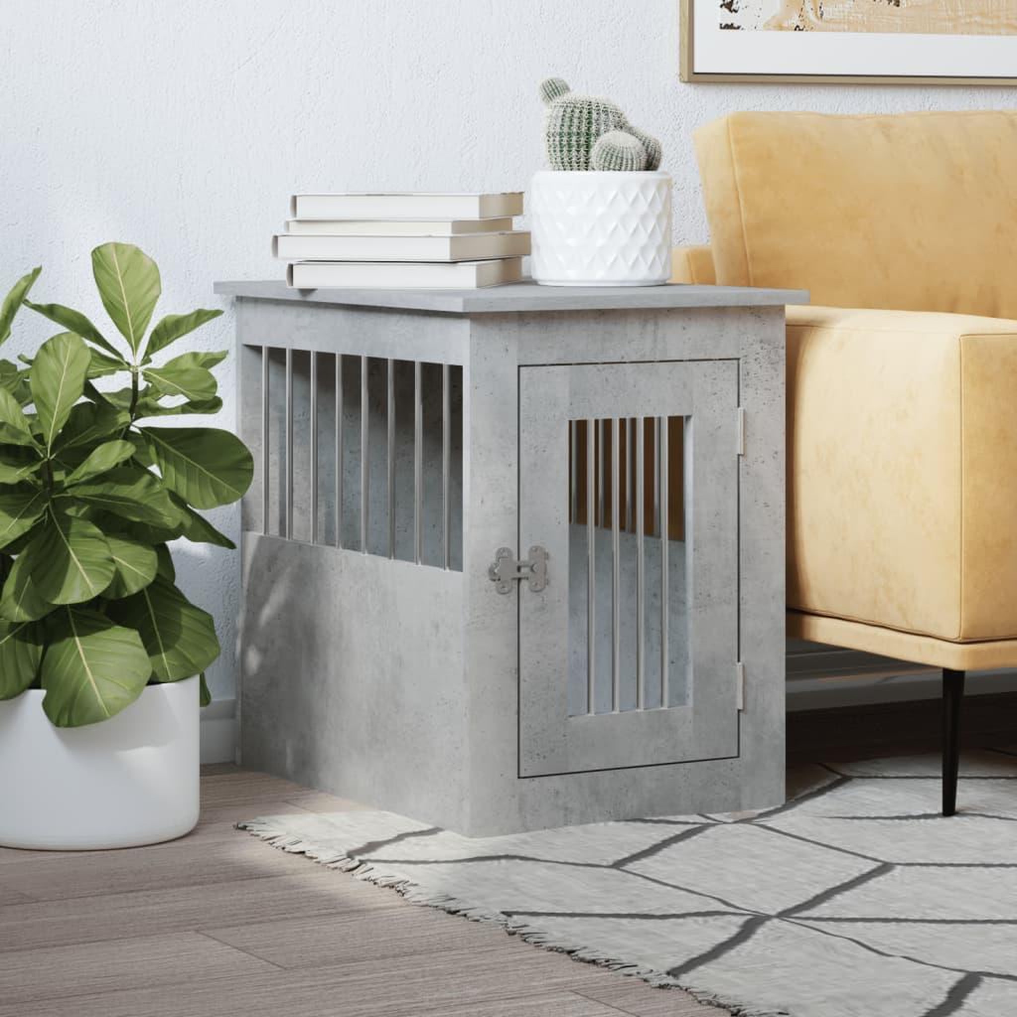 VIDAXL Meuble de cage pour chiens gris beton 45x62x59 cm
