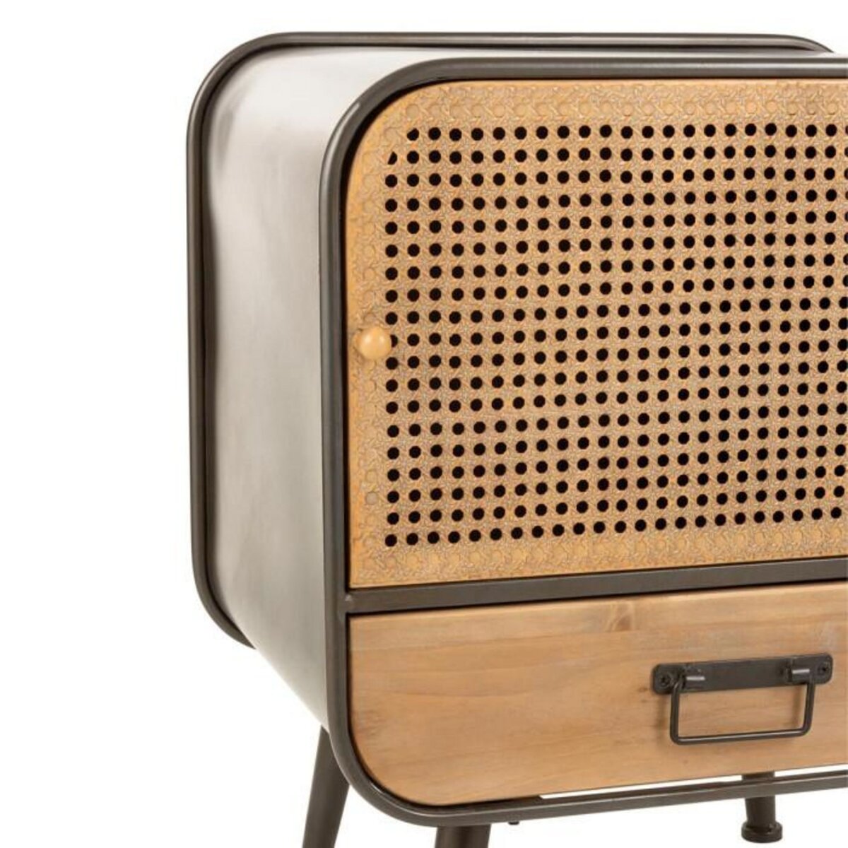 Paris Prix Table d'Appoint 1 Tiroir  Loca  60cm Naturel & Noir