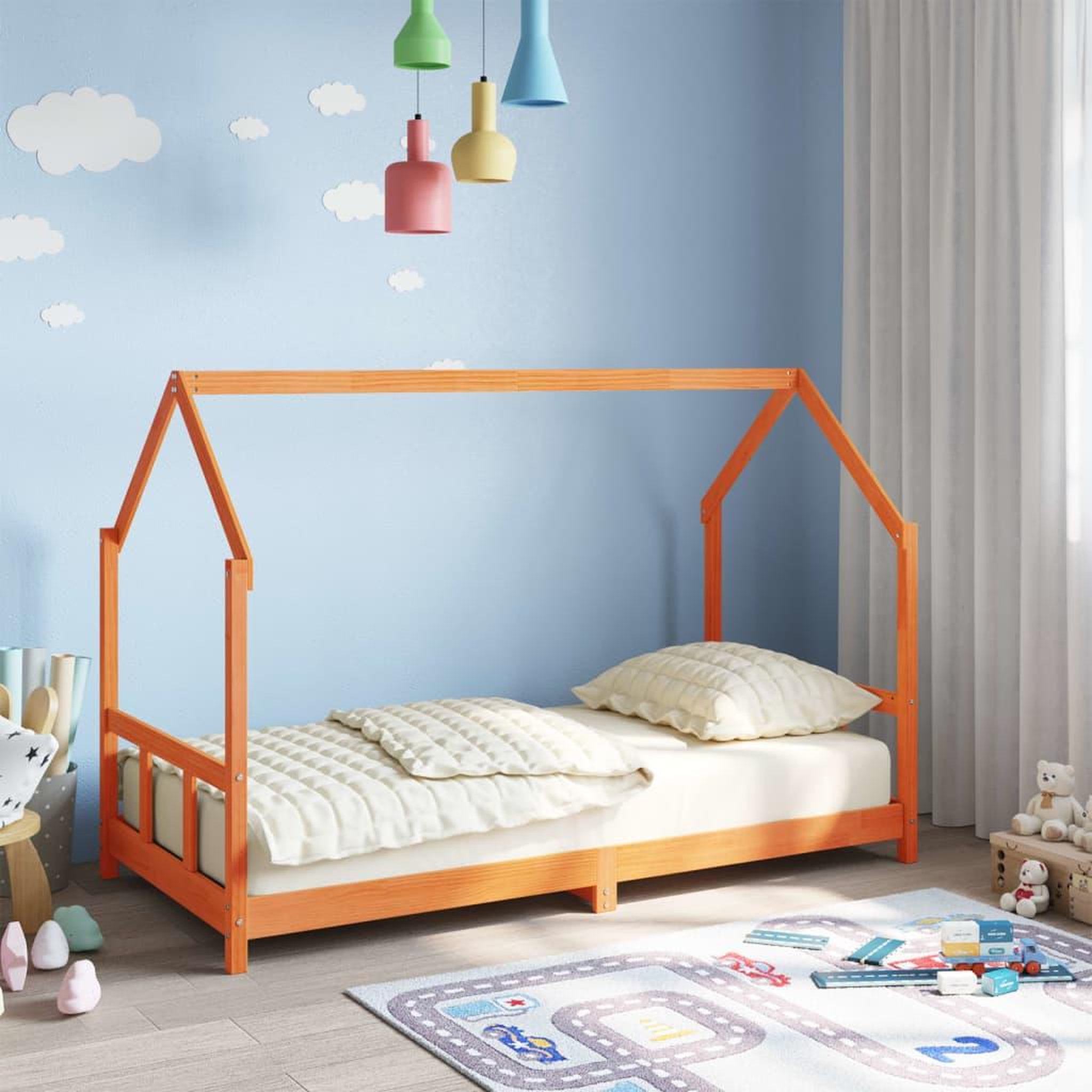Voir la diapositive 3 : VIDAXL Cadre de lit d'enfants cire marron 90x190 cm bois de pin massif