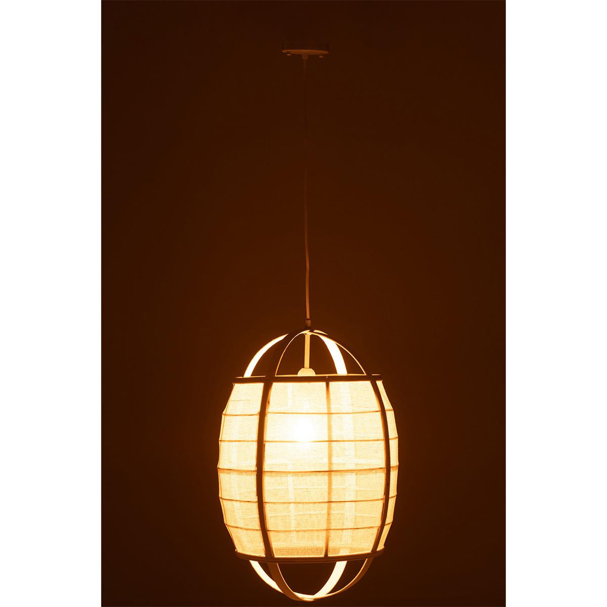 Voir la diapositive 3 : J-LINE Lampe suspension en bambou  ion  37cm blanc