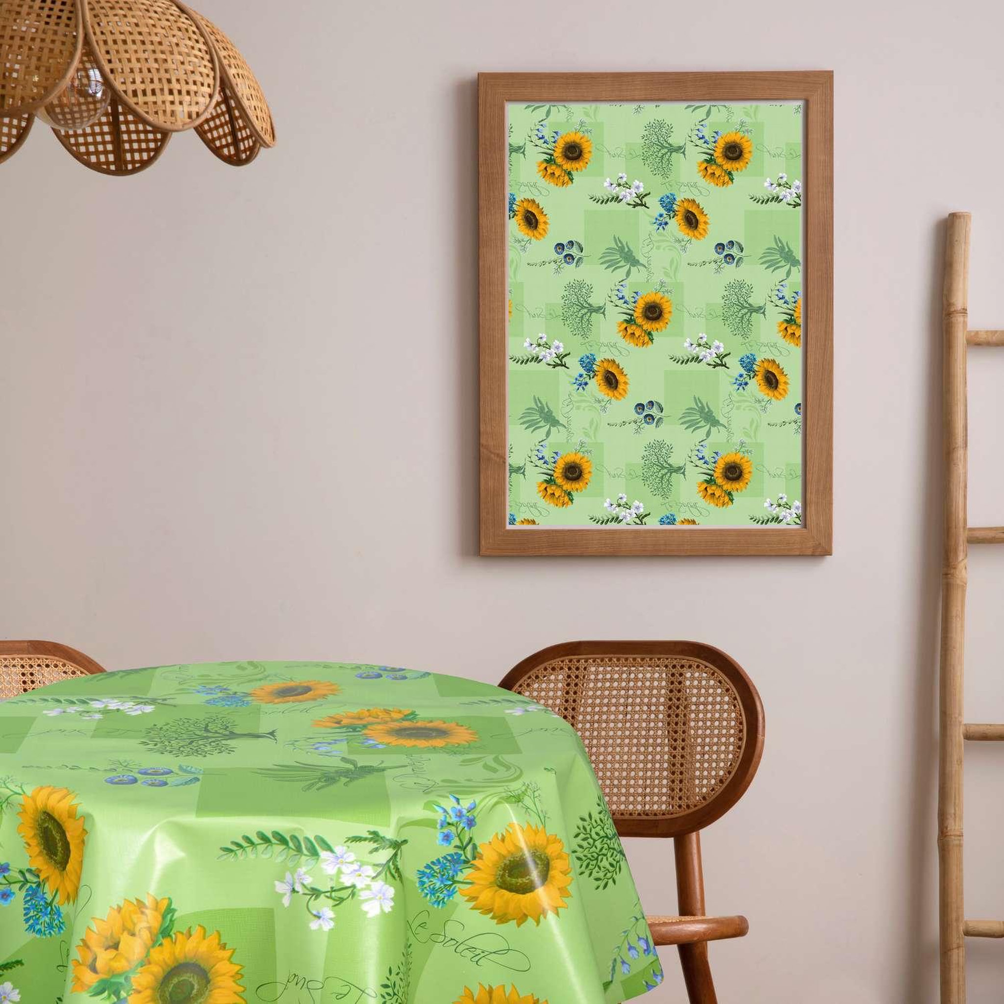 Voir la diapositive 2 : HABITABLE Nappe en toile cirée ronde Gap - Diam. 150 cm - Vert