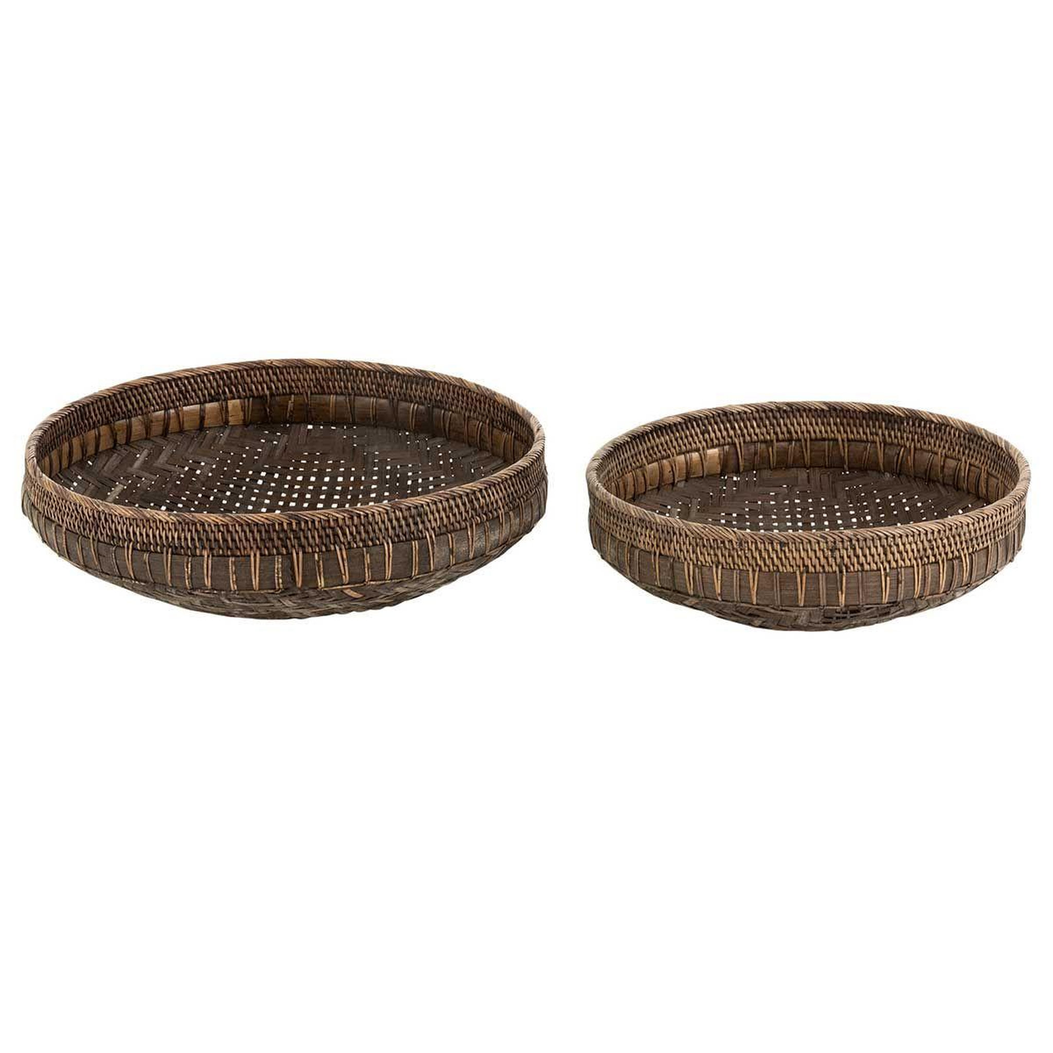 Voir la diapositive 2 : J-LINE Lot de 2 coupelles déco  rotin  50cm noir