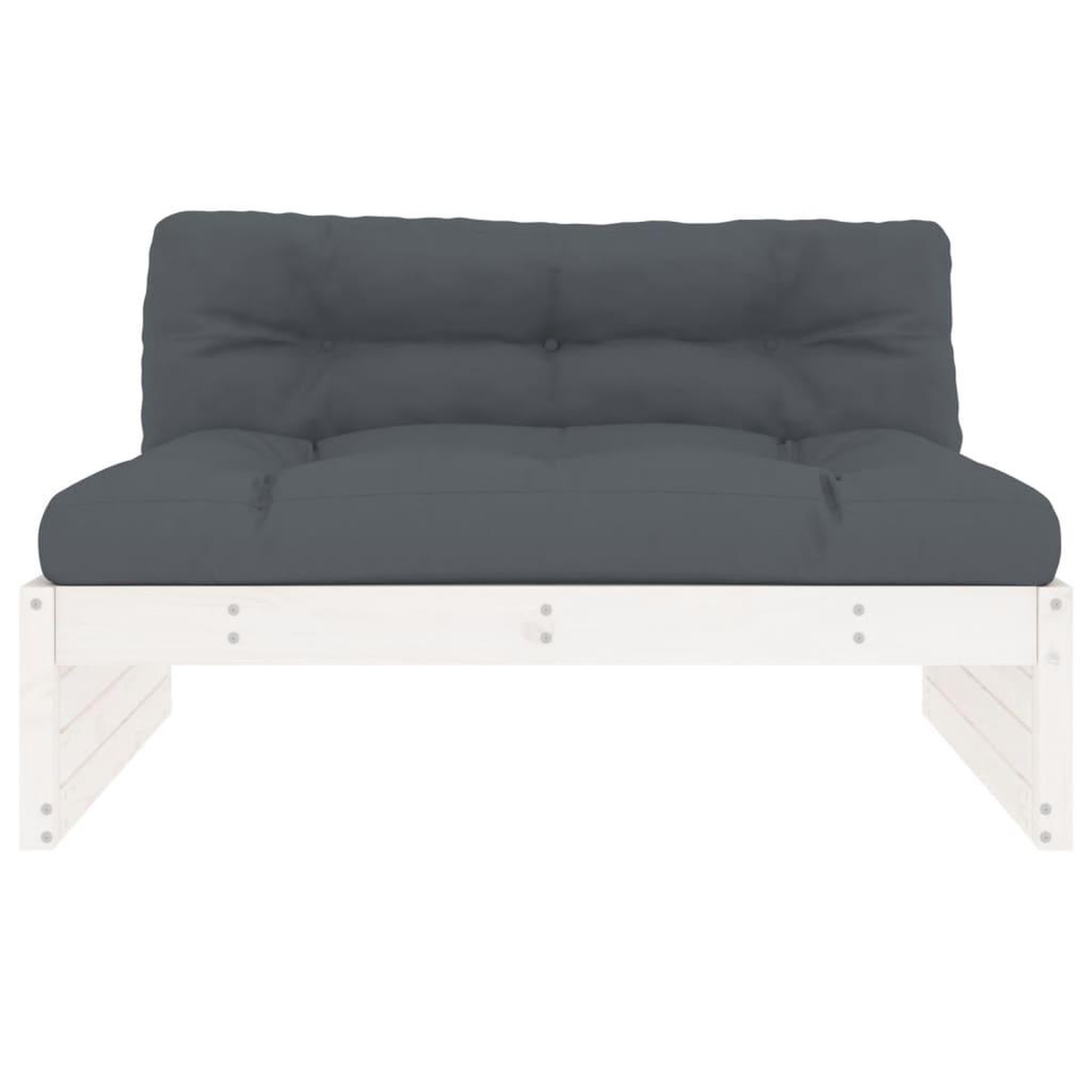 Voir la diapositive 3 : VIDAXL Canape central 120x80 cm blanc bois de pin massif