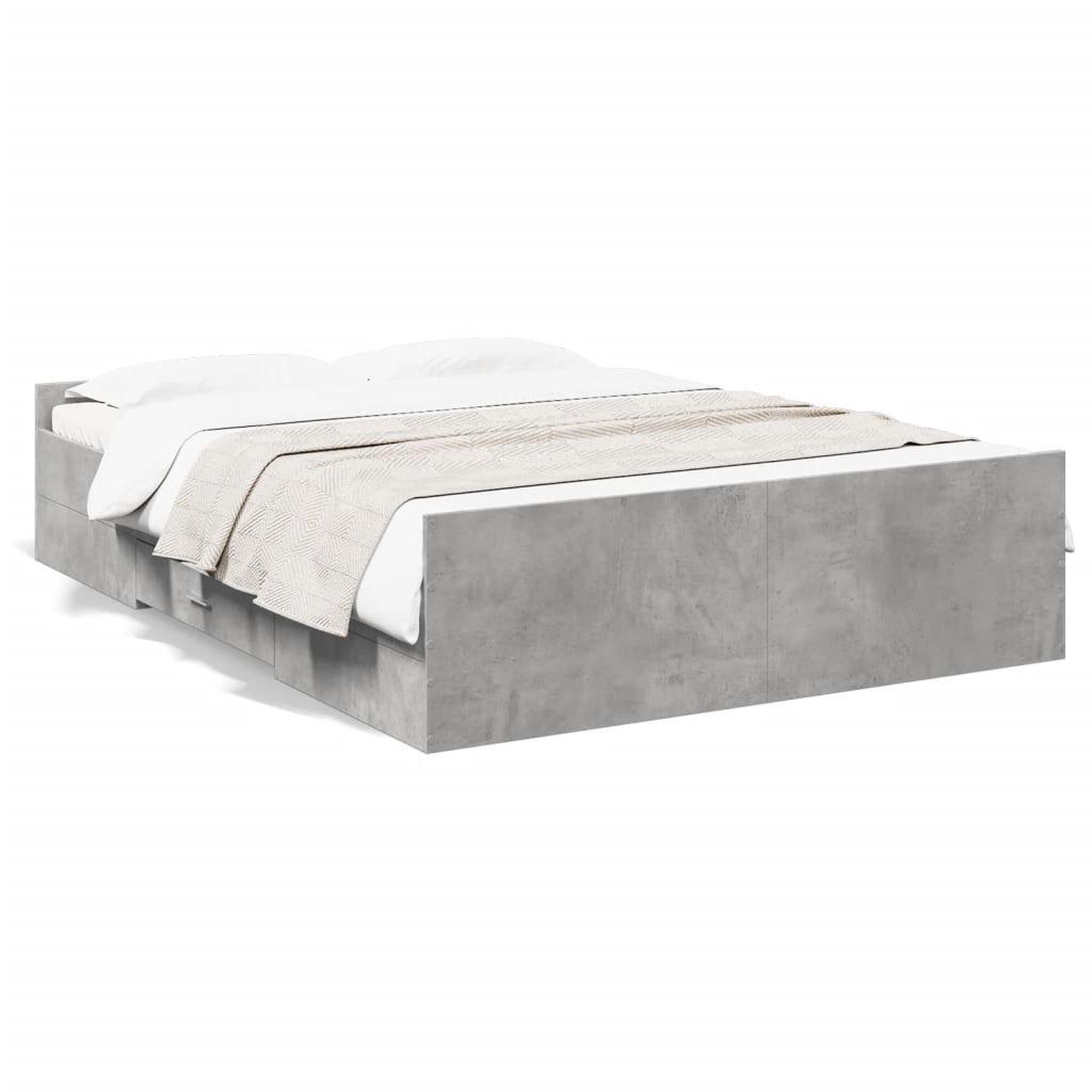 Voir la diapositive 2 : VIDAXL Cadre de lit avec tiroirs sans matelas gris beton 135x190 cm