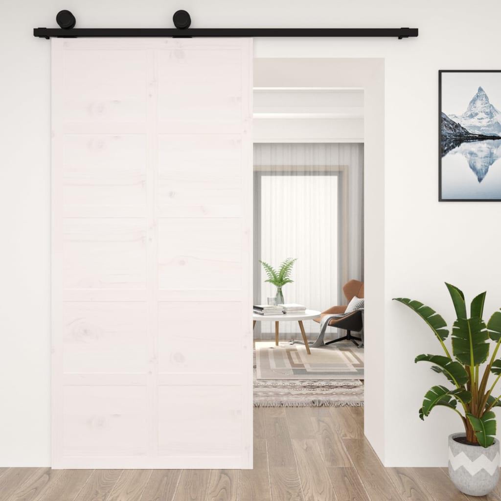 Voir la diapositive 1 : VIDAXL Porte de grange Blanc 100x1,8x214 cm Bois massif de pin