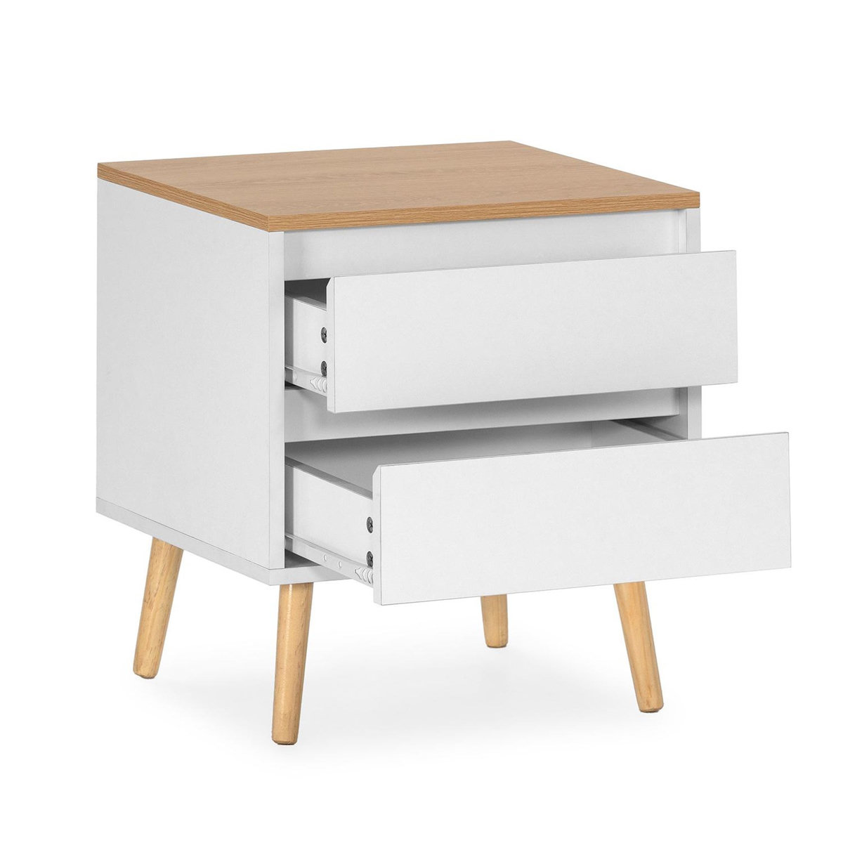 VS VENTA-STOCK Table de chevet Desi 2 tiroirs couleur Blanc