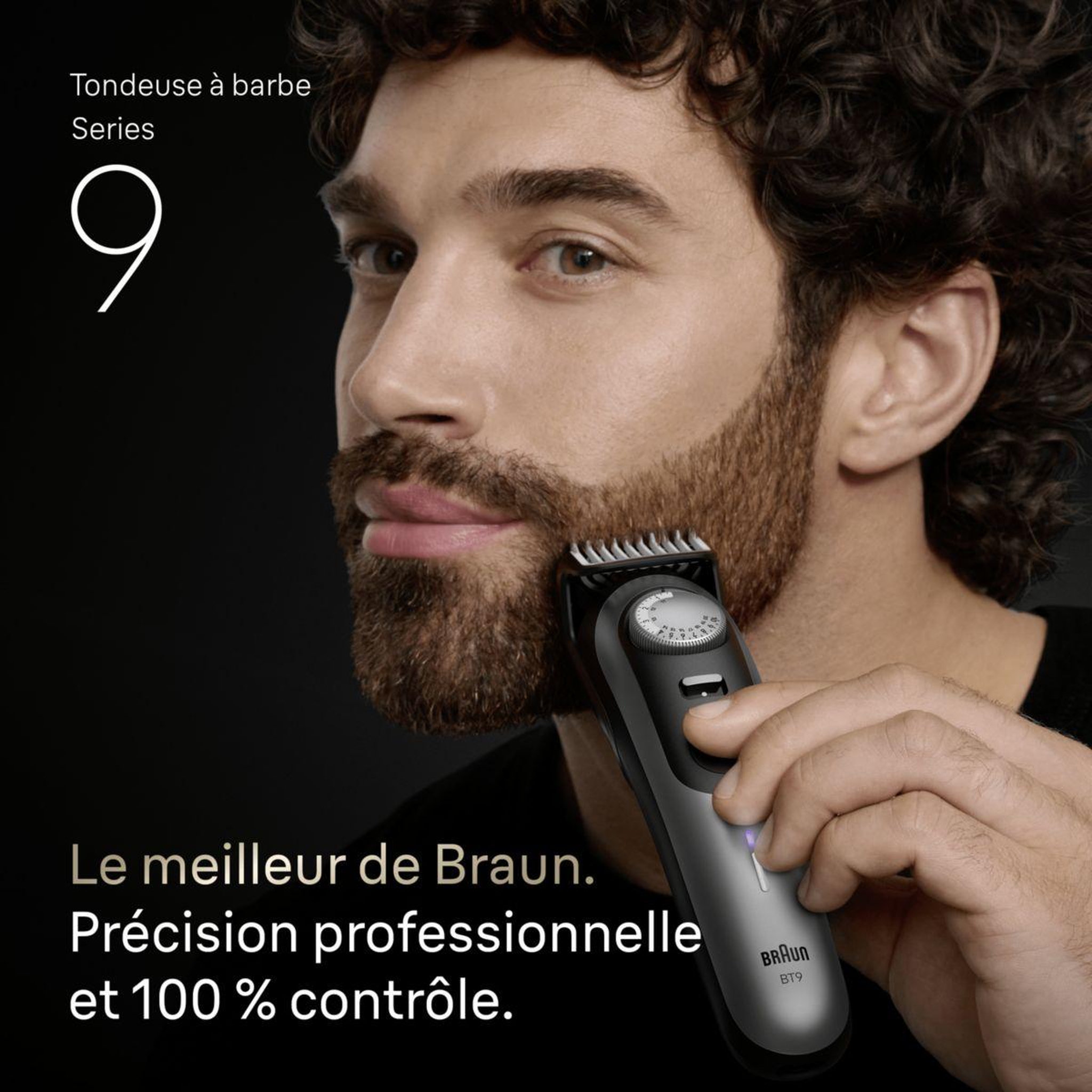 Voir la diapositive 2 : BRAUN Tondeuse barbe bt9520, molette réglable, 50 hauteurs de coupe, précision 0,25 mm, autonomie 180 mn