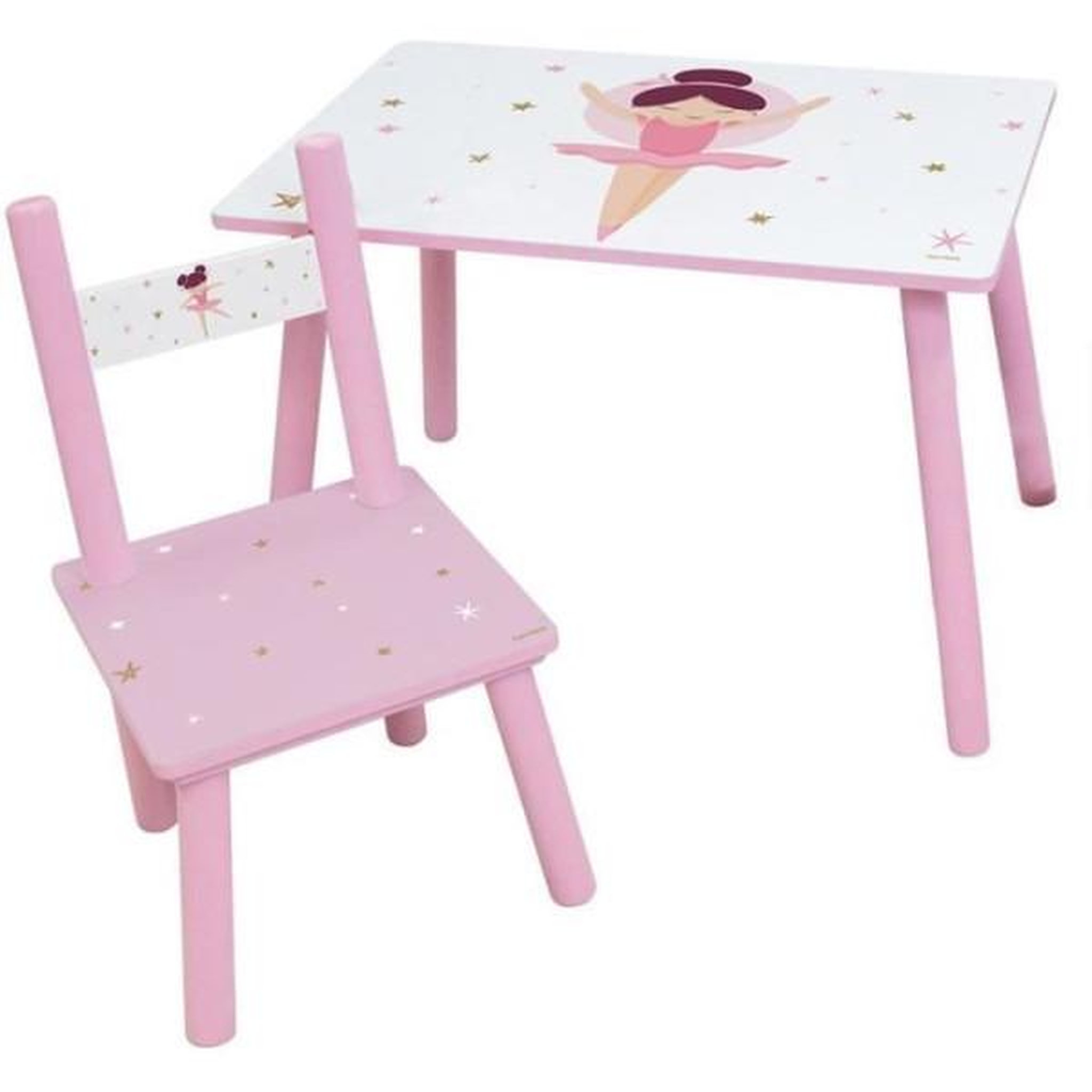 Voir la diapositive 1 : Fun House FUN HOUSE Danseuse Ballerine Table H 41,5 cm x l 61 cm x P 42 cm avec une chaise H 49,5 cm x l 31 cm x P 31,5 cm - Pour enfant