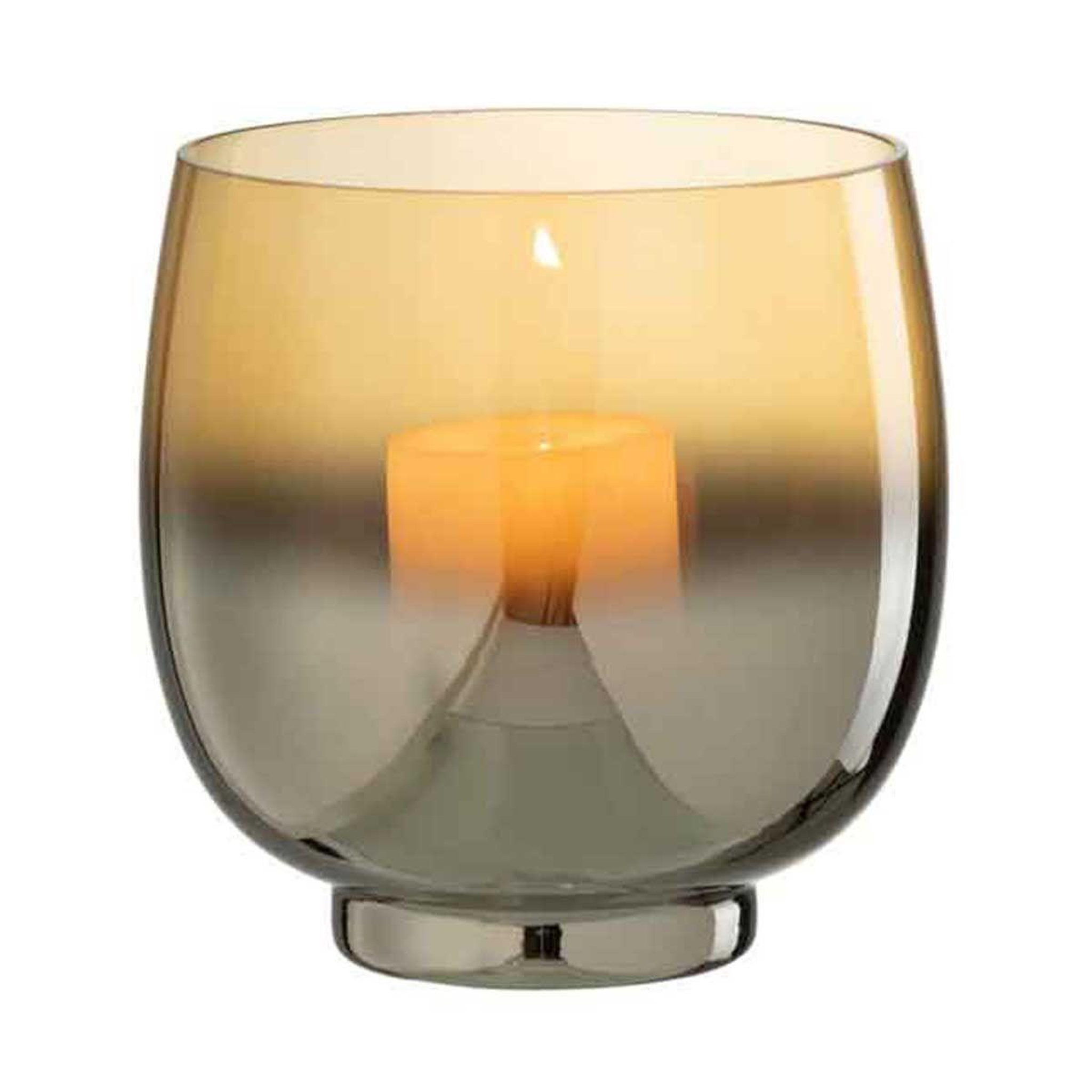 Voir la diapositive 2 : J-LINE Photophore Rond Déco  Verre Fumé  14cm Argent